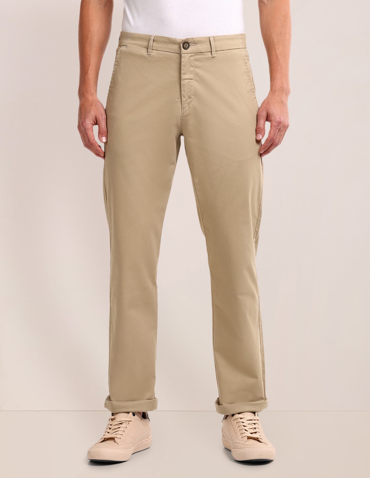 Riley Straight Fit Twill Trousers Khaki - U.S. POLO ASSN. | Large