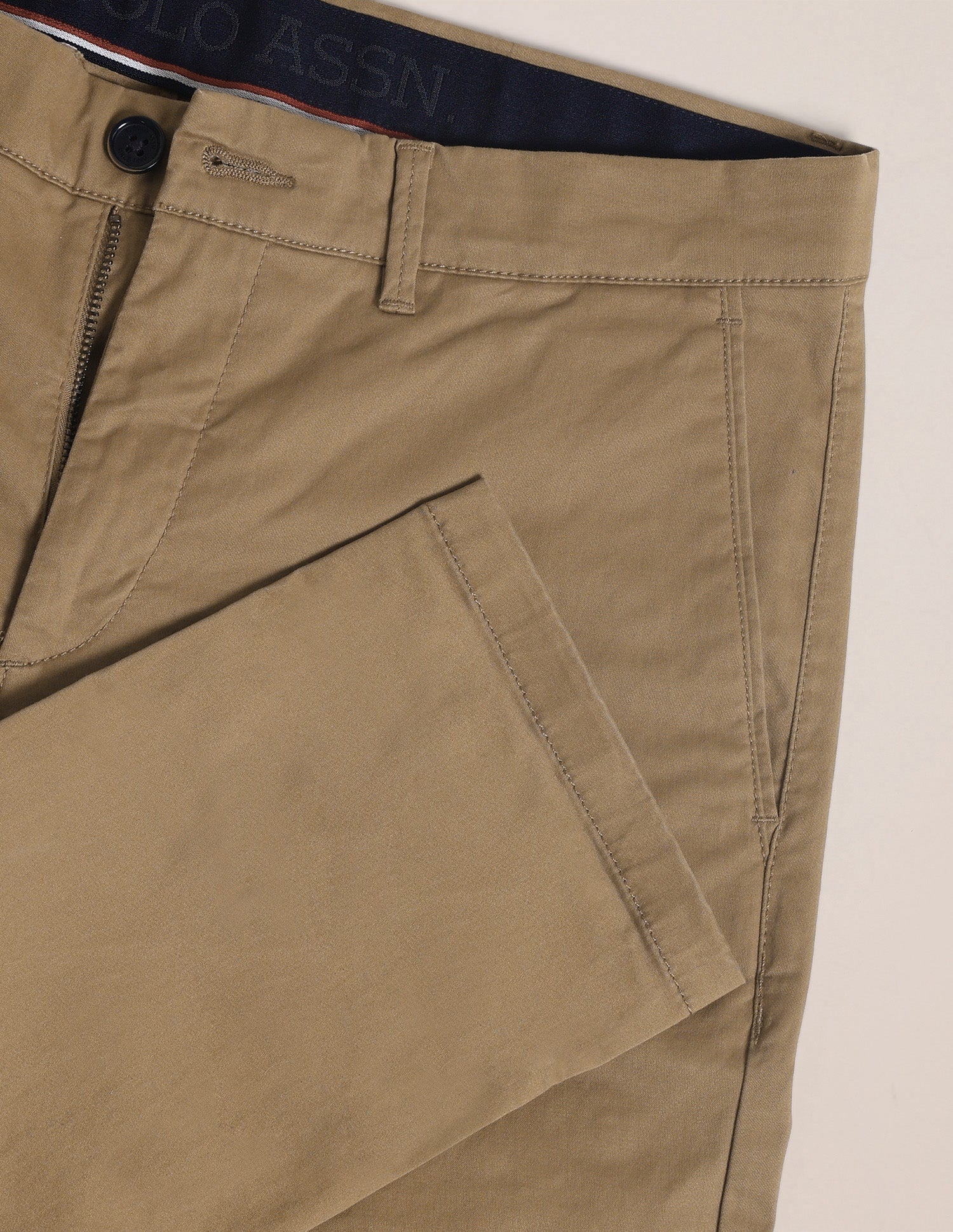 Denver Slim Fit Regular Trousers Khaki - U.S. POLO ASSN. | Large