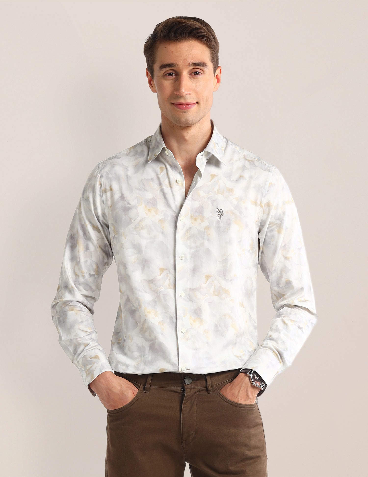 Abstract Regular Fit Shirt Light-Grey - U.S. POLO ASSN. | Large