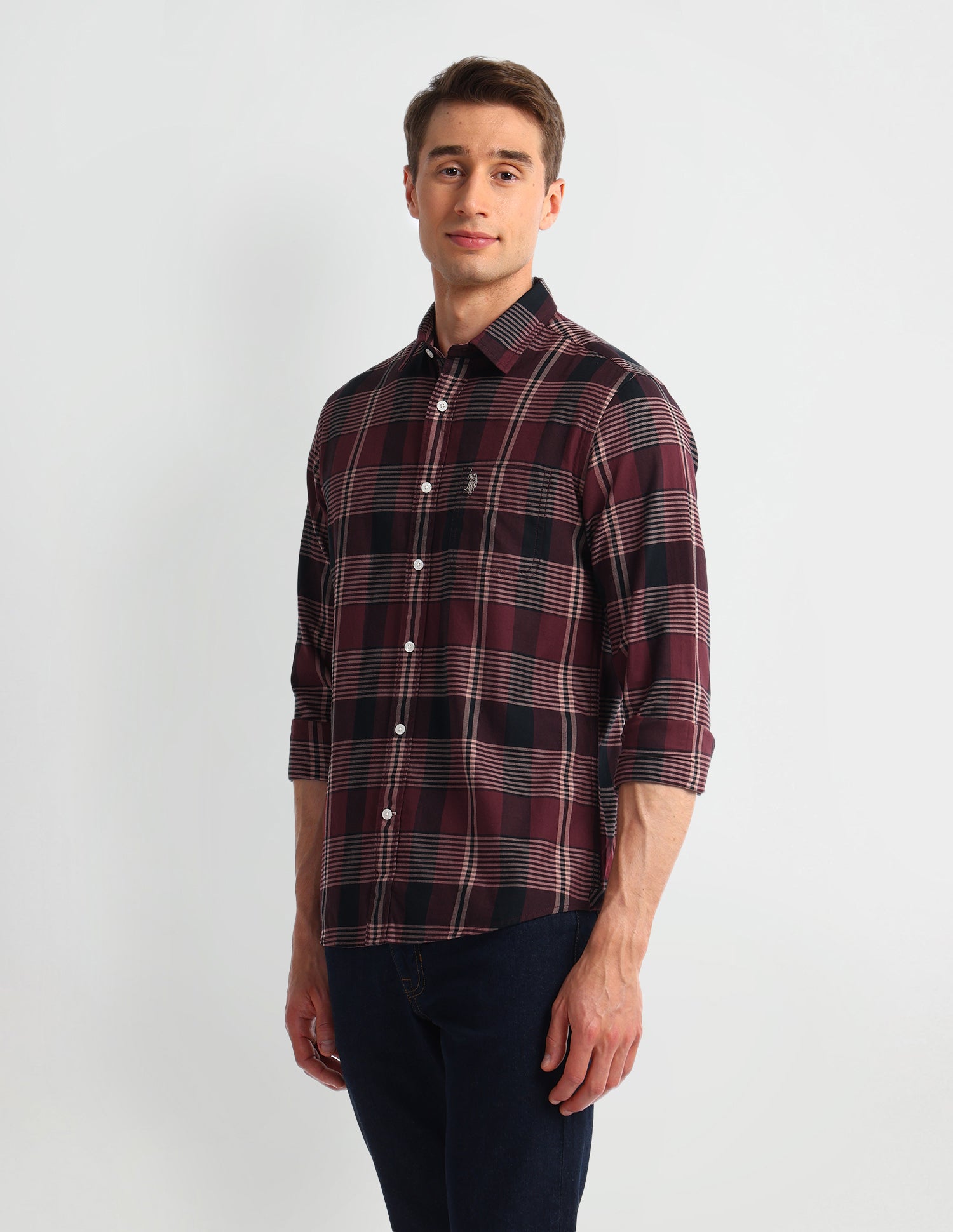 All-over Slim Fit Shirt Maroon - U.S. Polo Assn. India | Large