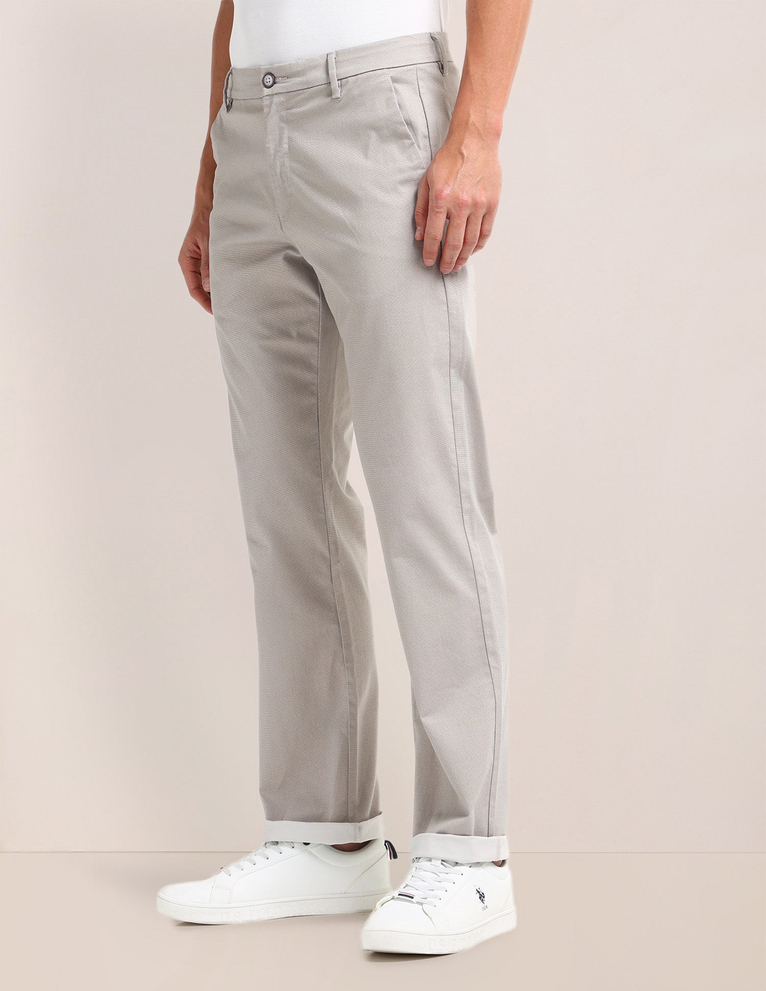 Riley Straight Fit Regular Trousers Light-Grey - U.S. POLO ASSN. | Large