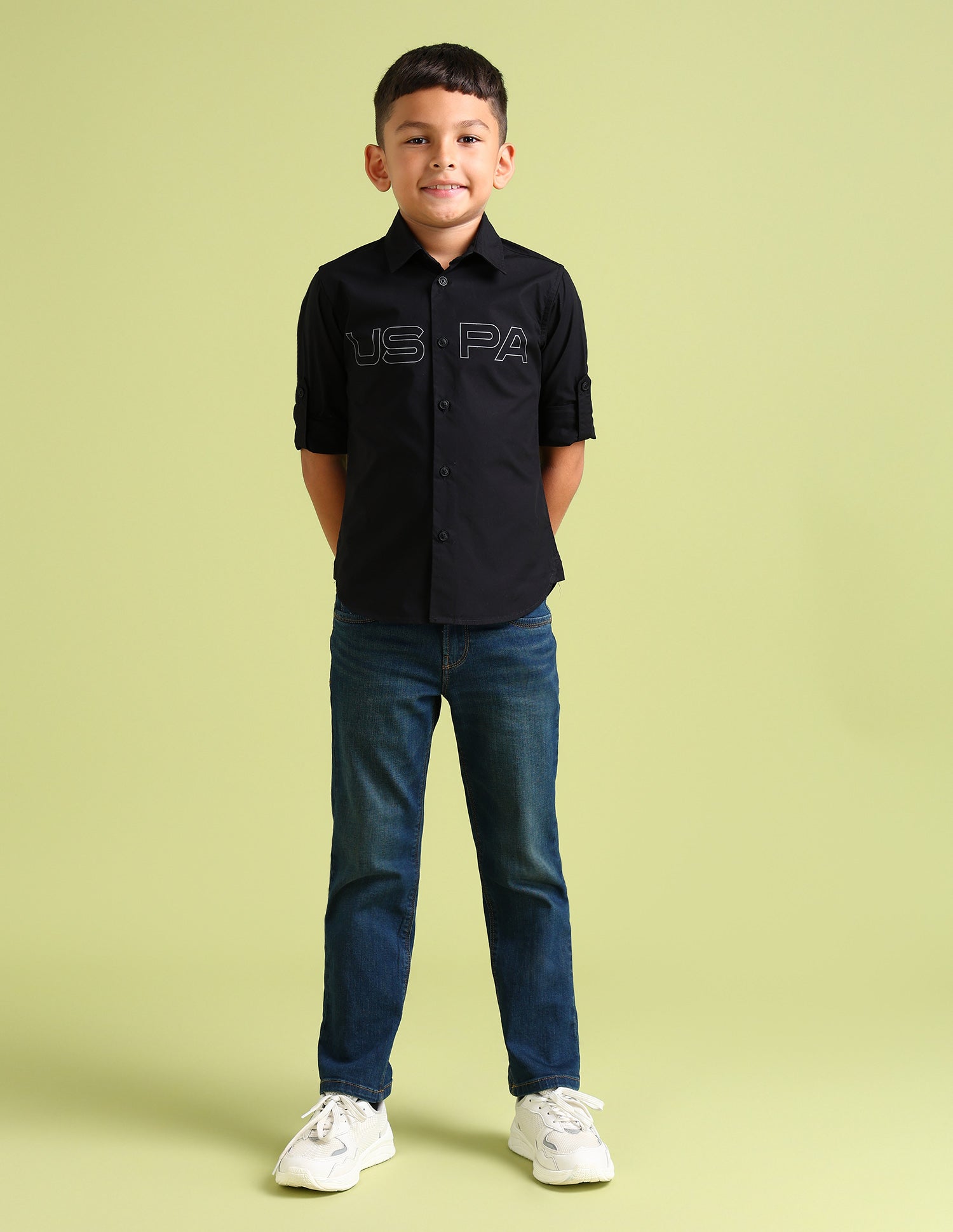 Boys Regular Fit Brand Printed Shirt Black - U.S. POLO ASSN. | Large