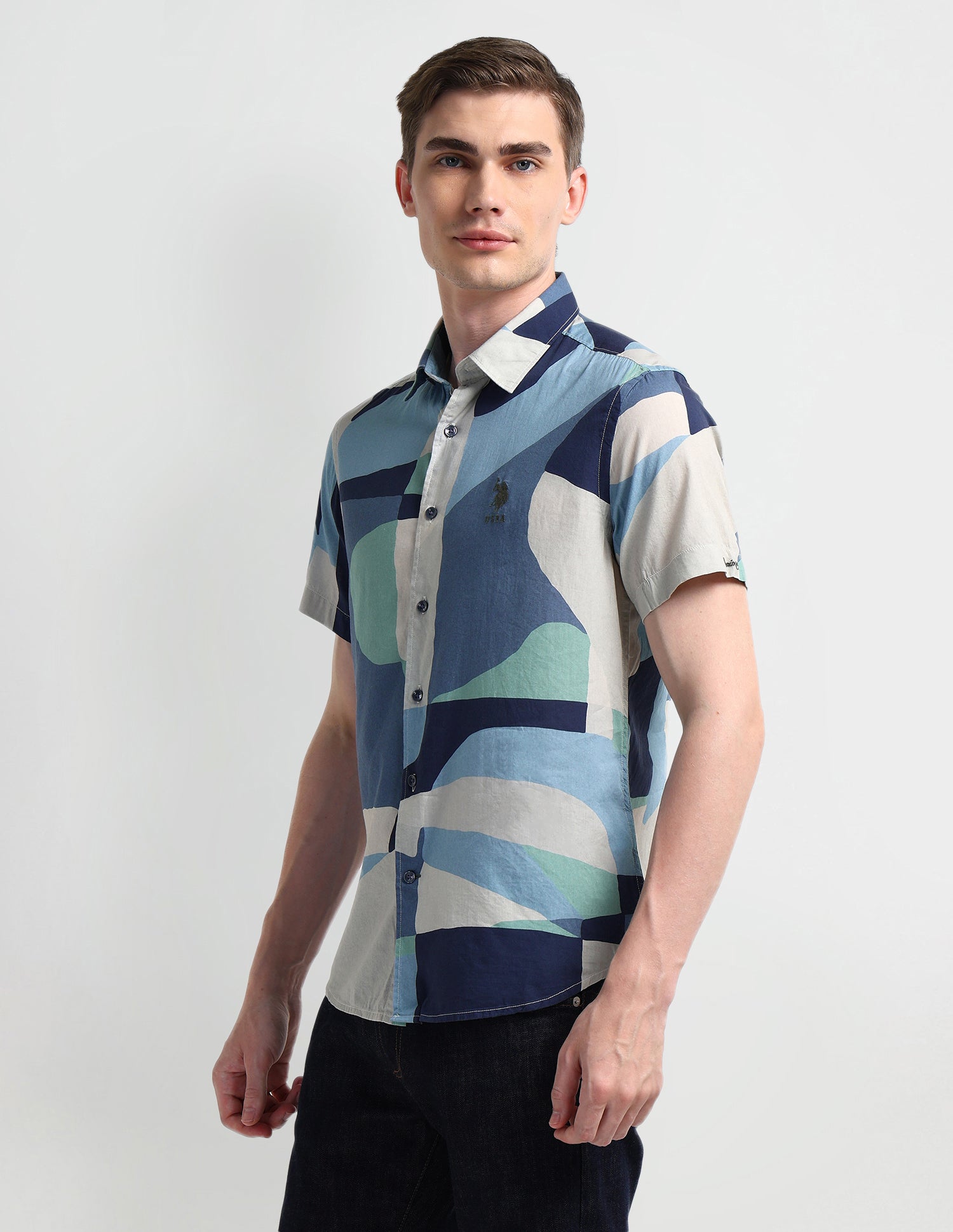 Abstract Slim Fit Shirt Blue - U.S. POLO ASSN. | Large