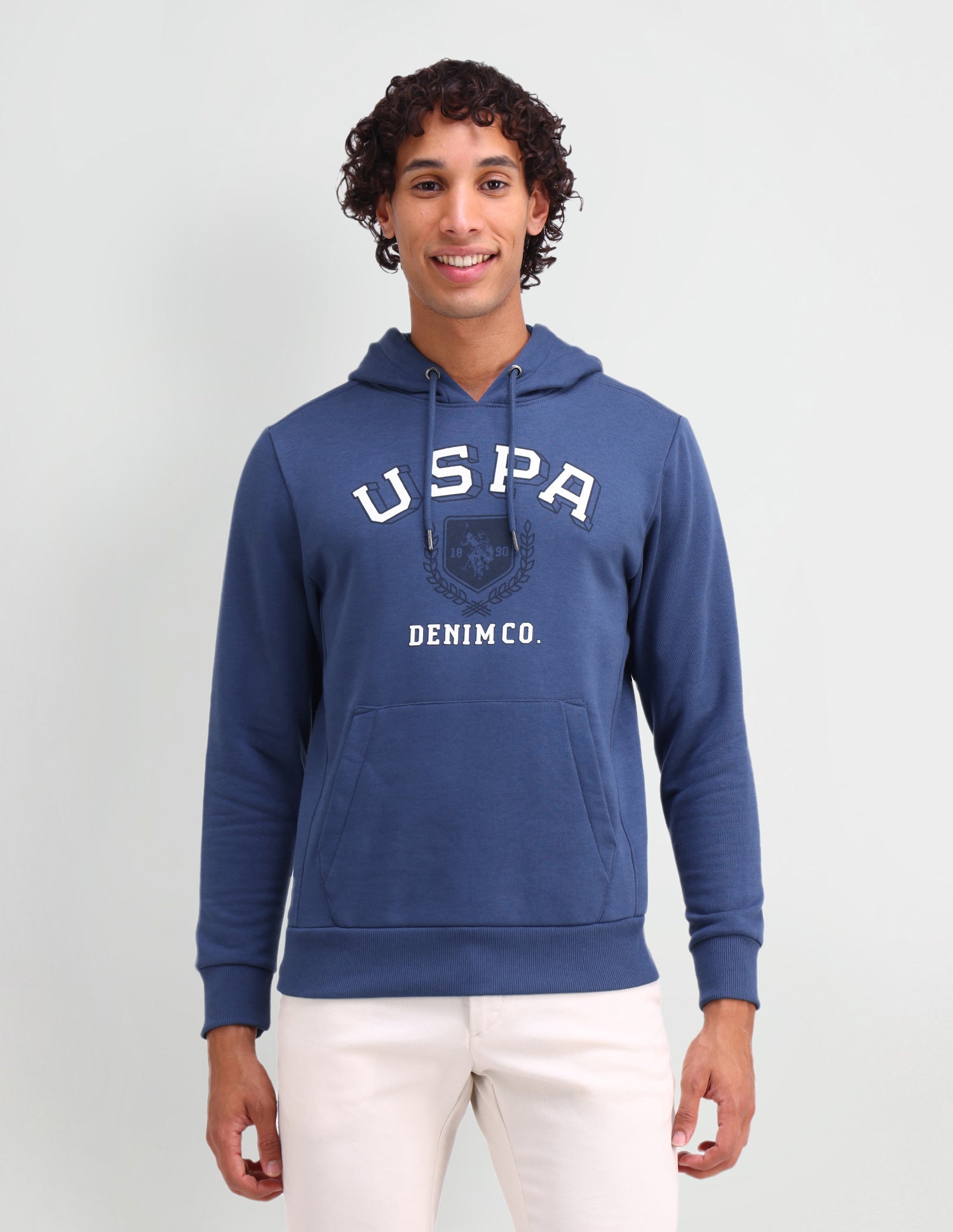 Hooded Brand Printed Sweatshirt Medium Blue - U.S. POLO ASSN. | Large