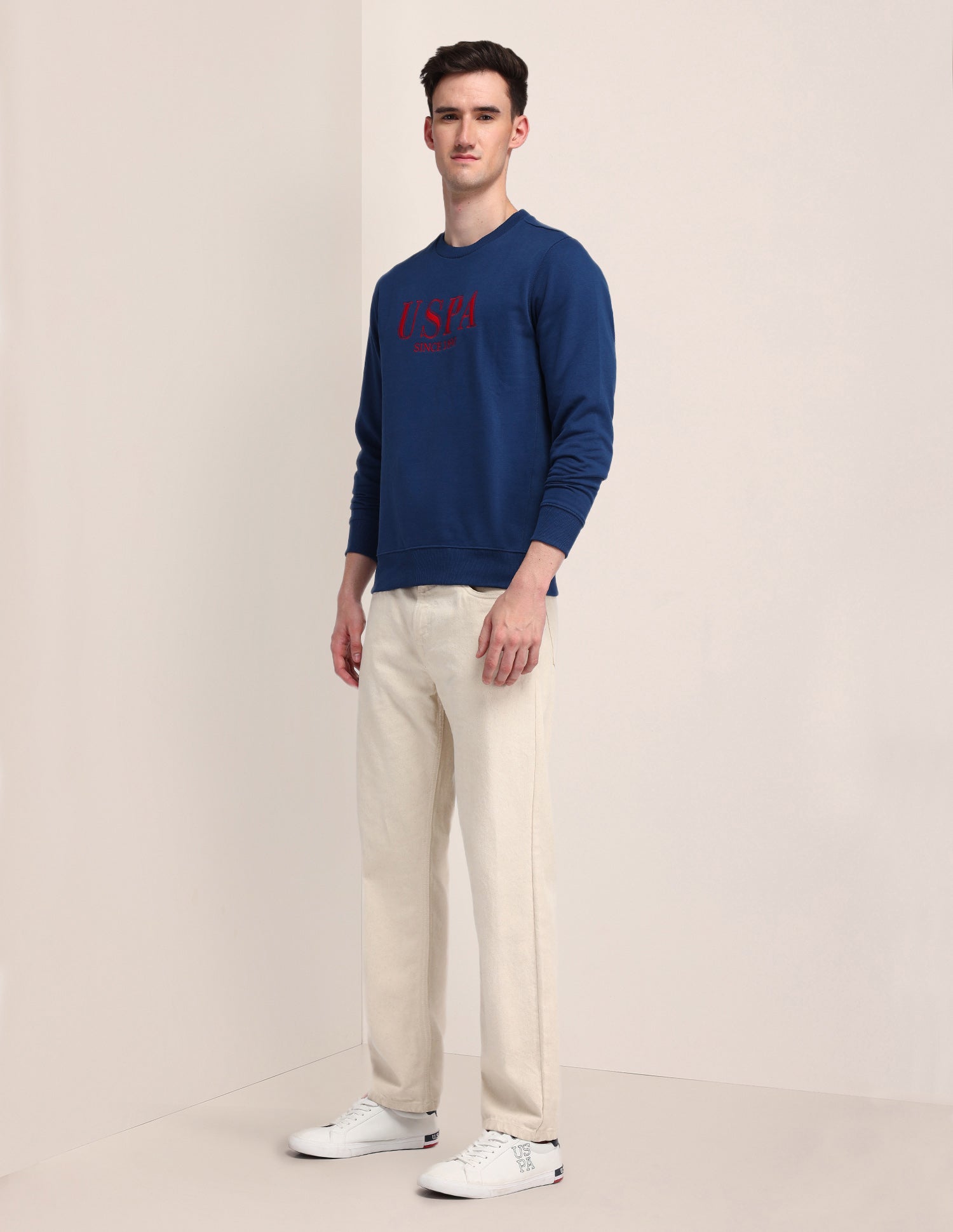 Crew Neck Brand Printed Sweatshirt Teal - U.S. Polo Assn. India | Large