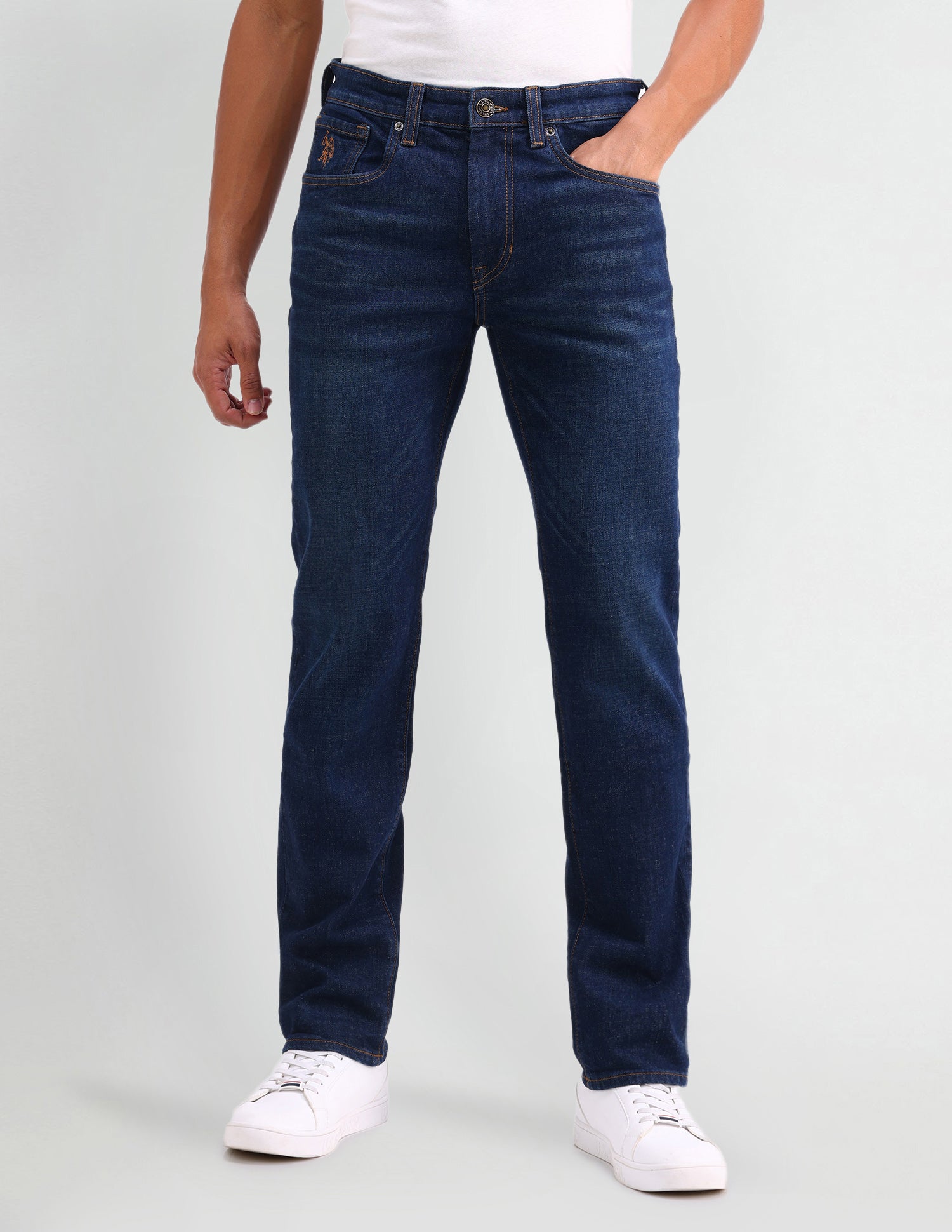 Harold Slim Straight Fit Blue Jeans Blue - U.S. POLO ASSN. | Large