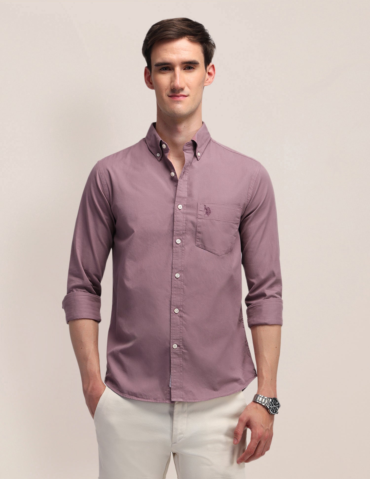 Tailored Fit Cotton Formal Shirt Pink - U.S. Polo Assn. India | Large