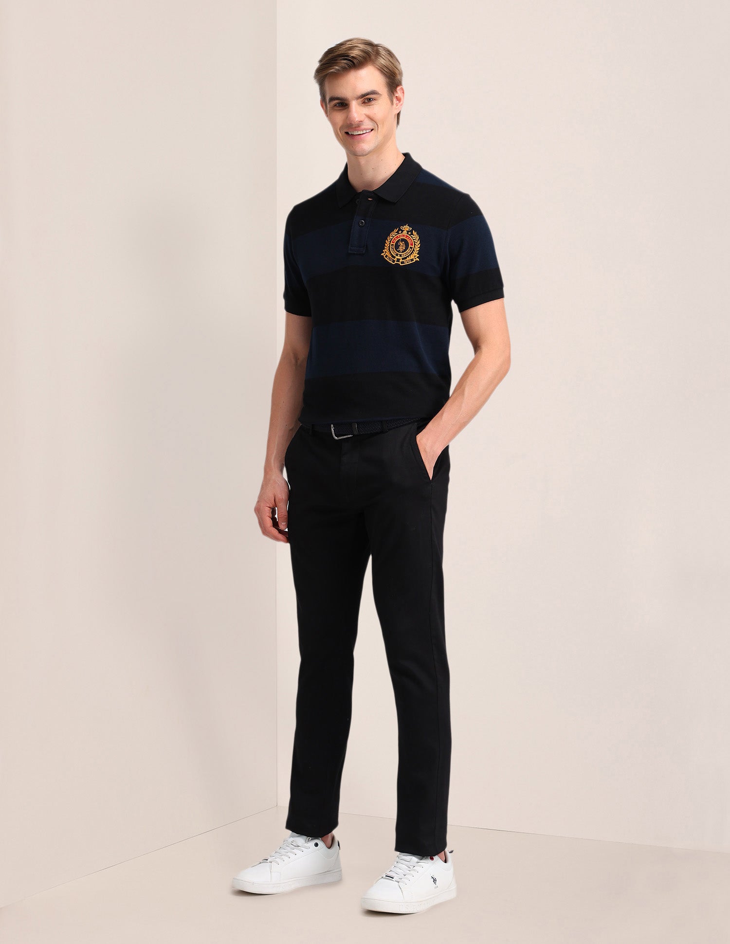 Solid Slim Fit Polo Shirt Me. Blue - U.S. POLO ASSN. | Large