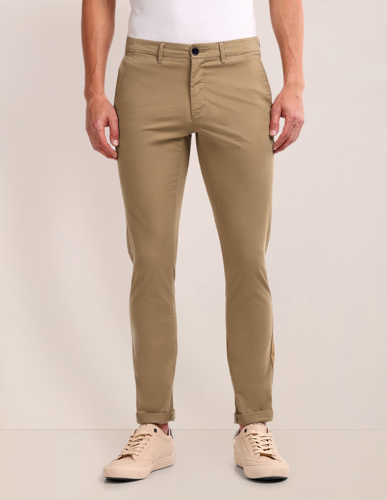 Denver Slim Fit Regular Trousers Khaki - U.S. POLO ASSN. | Large