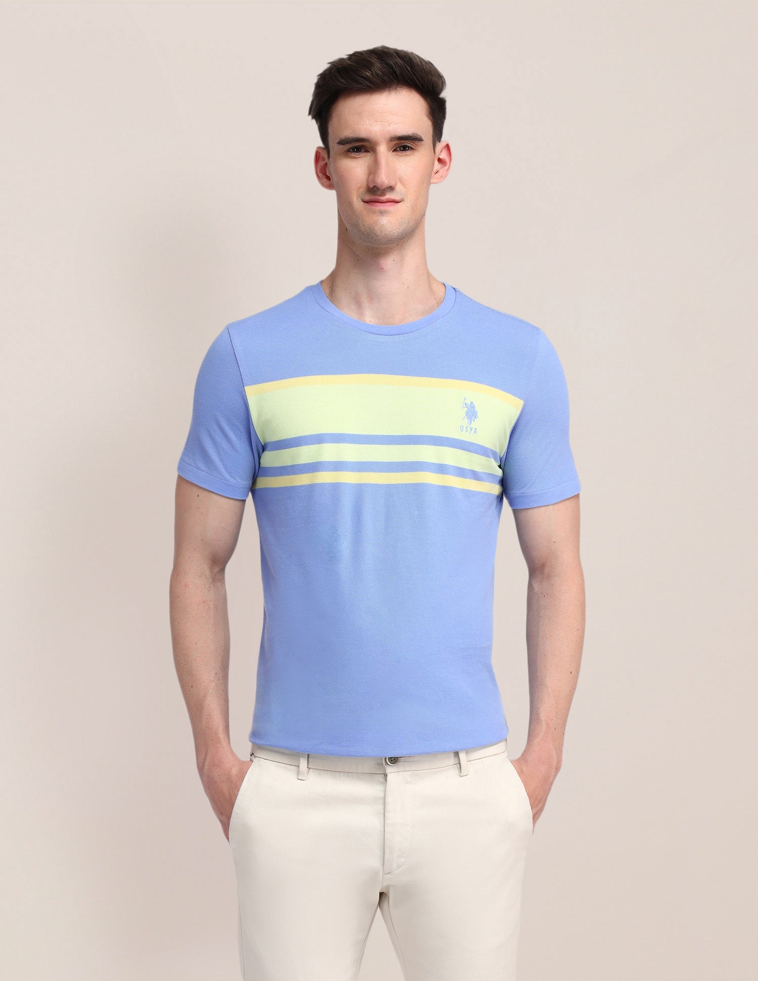 Horizontal Striped Cotton T-Shirt Blue - U.S. Polo Assn. India | Large