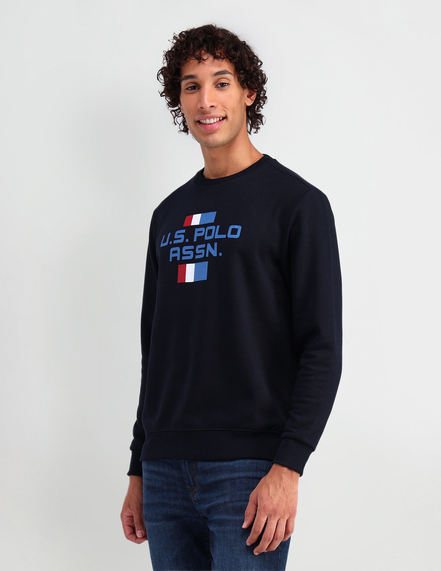 Crew Neck Brand Printed Sweatshirt Navy - U.S. Polo Assn. India | Large