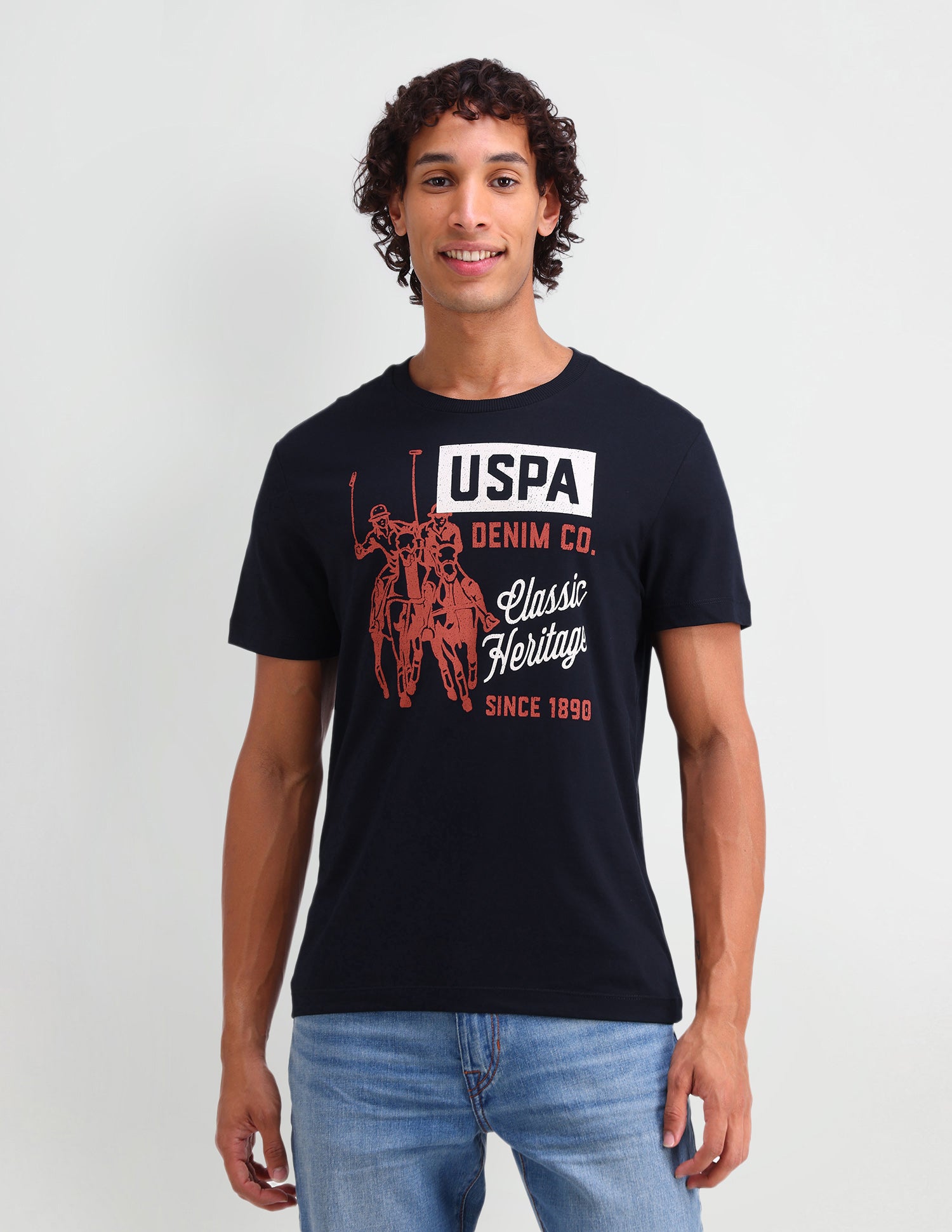 Graphic Printed Muscle Fit T-Shirt Navy - U.S. Polo Assn. India | Large