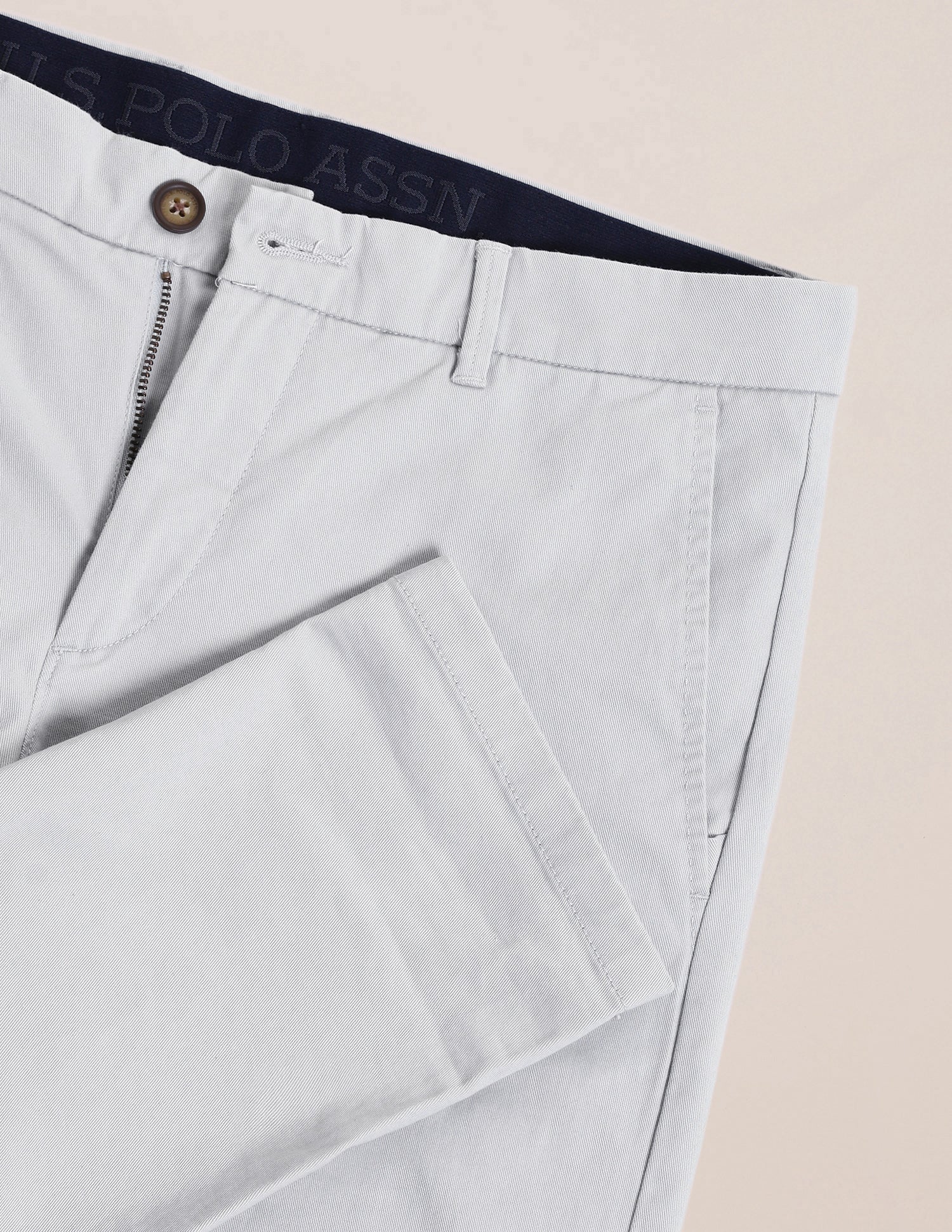 Denver Slim Fit Twill Trousers Light-Grey - U.S. POLO ASSN. | Large