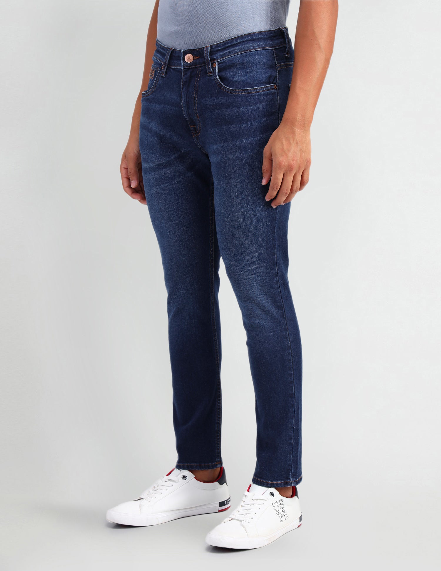 Henry Tapered Cropped Fit Blue Jeans Blue - U.S. Polo Assn. India | Large