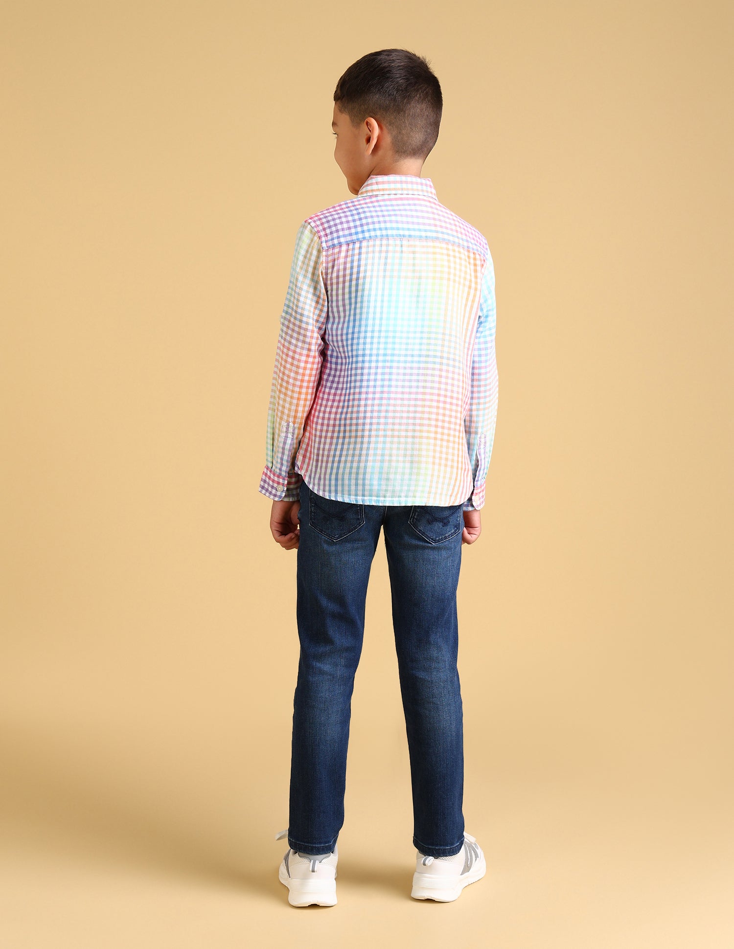 Boys Straight Fit Windowpane Checks Shirt Multi4 - U.S. POLO ASSN. | Large