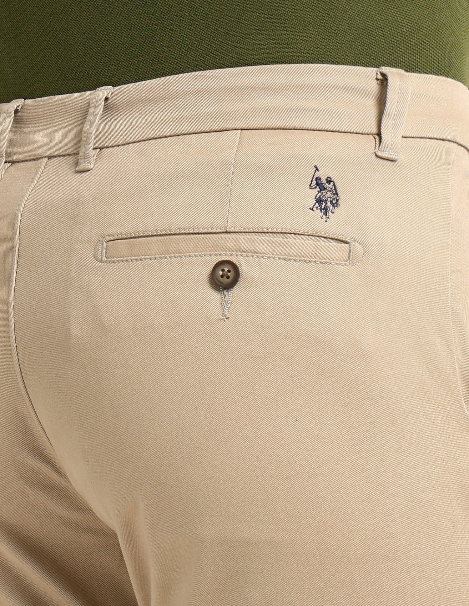 Denver Slim Fit Twill Trousers Khaki - U.S. POLO ASSN. | Large