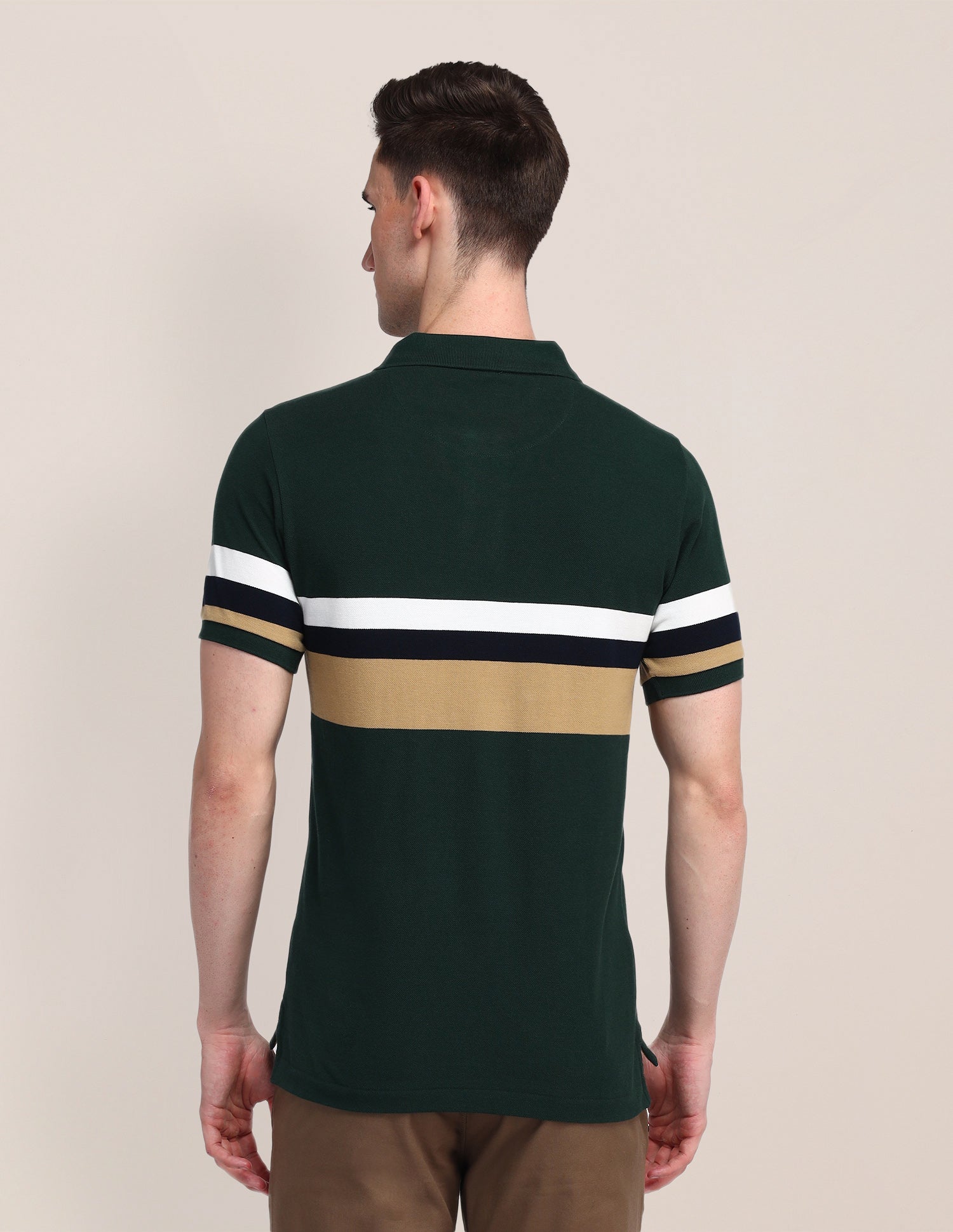 Horizontal Striped Slim Fit Polo Shirt Green - U.S. Polo Assn. India | Large