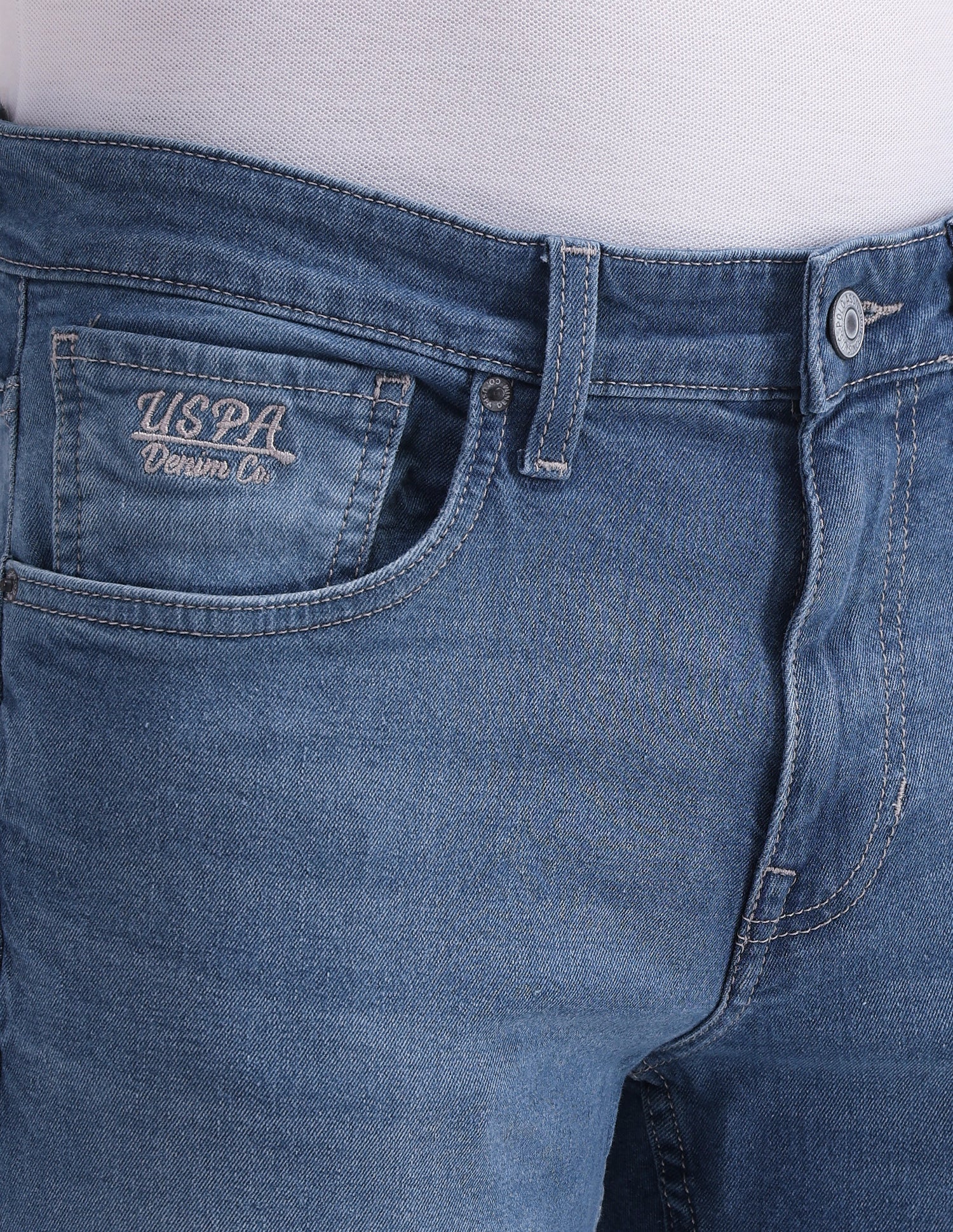 Brandon Slim Fit Tapered Blue Jeans Blue - U.S. Polo Assn. India | Large