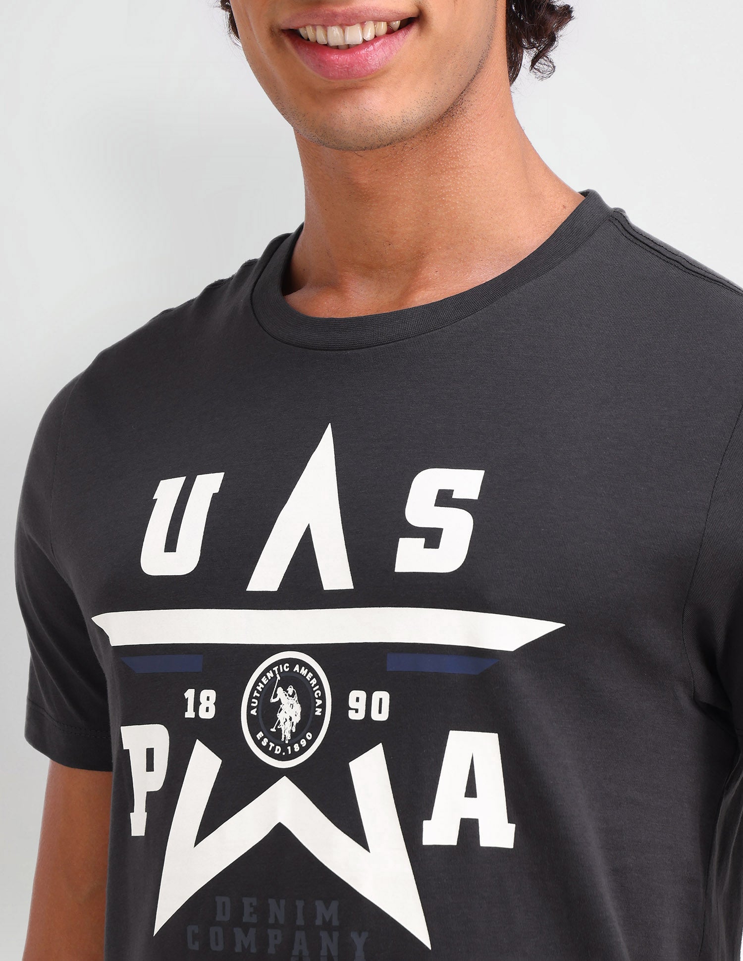 Graphic Printed Muscle Fit T-Shirt Dk Grey - U.S. POLO ASSN. | Large