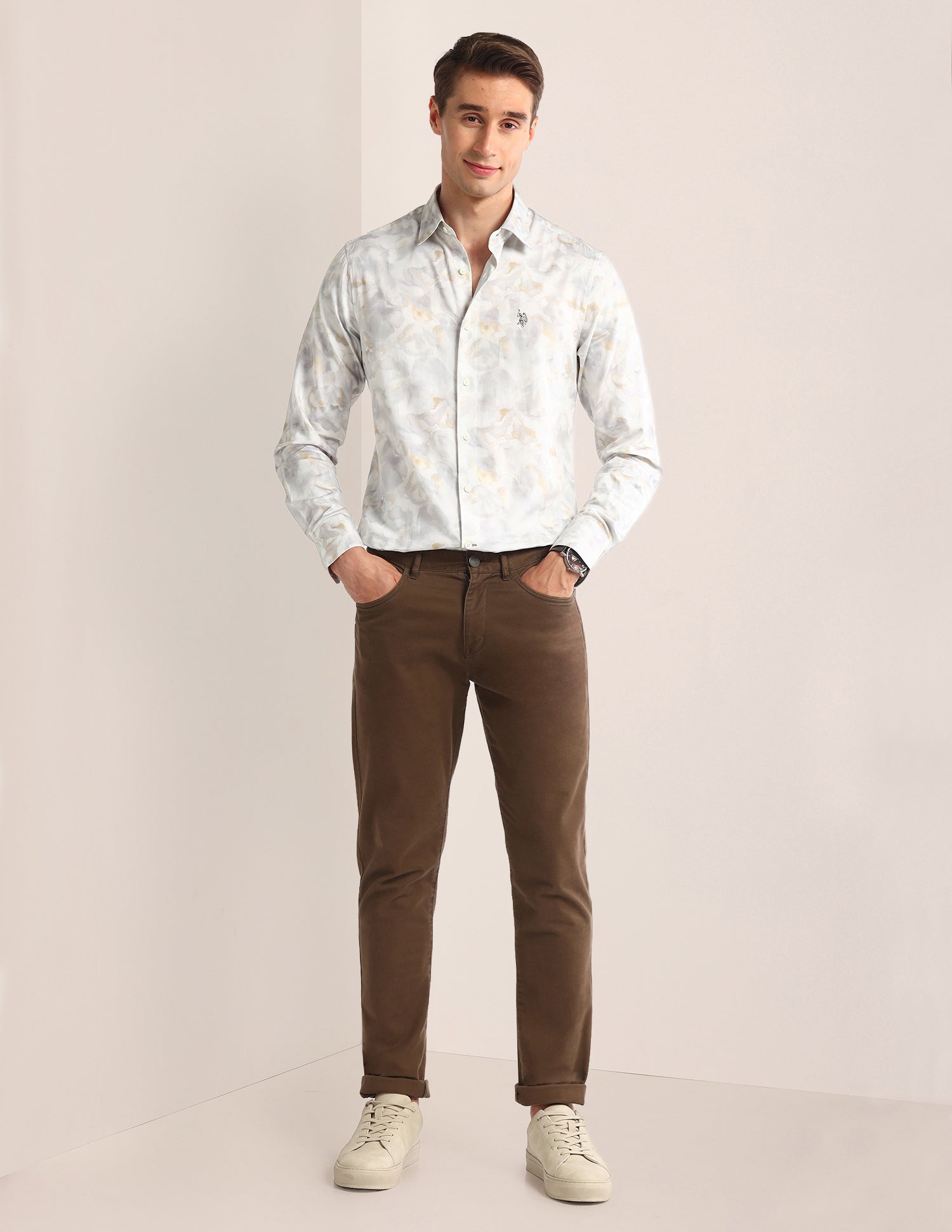 Abstract Regular Fit Shirt Light-Grey - U.S. POLO ASSN. | Large