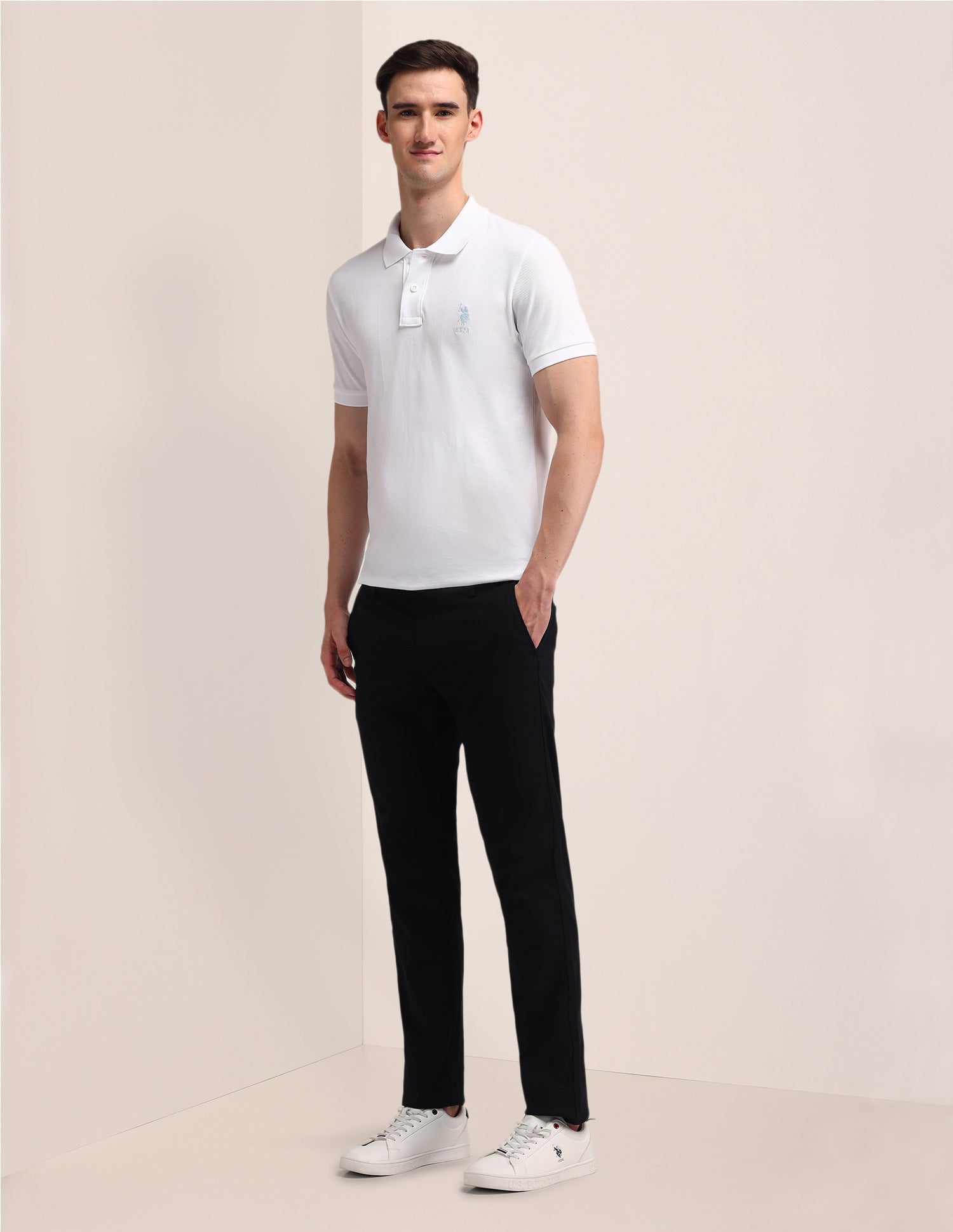 Solid Slim Fit Polo Shirt White - U.S. Polo Assn. India | Large