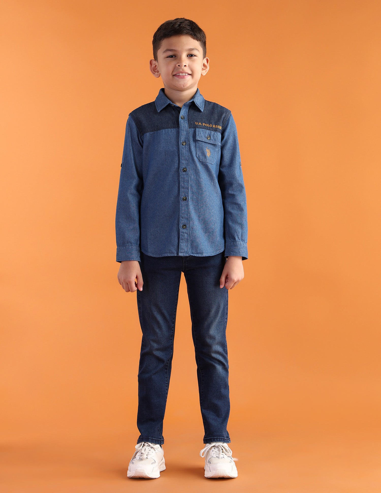 Boys Regular Fit Colour Blocked Shirt Blue - U.S. Polo Assn. India | Large