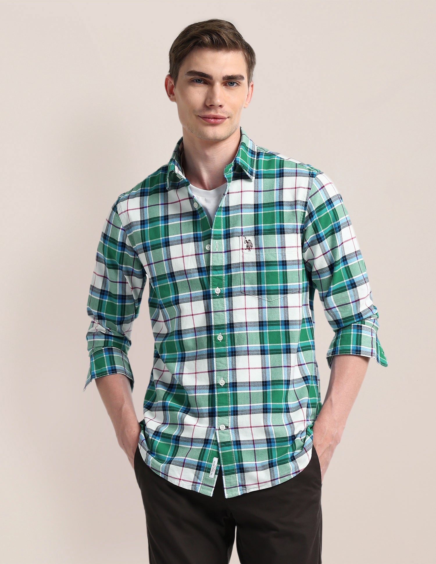 Plaid Checked Regular Fit Shirt Green - U.S. Polo Assn. India | Large