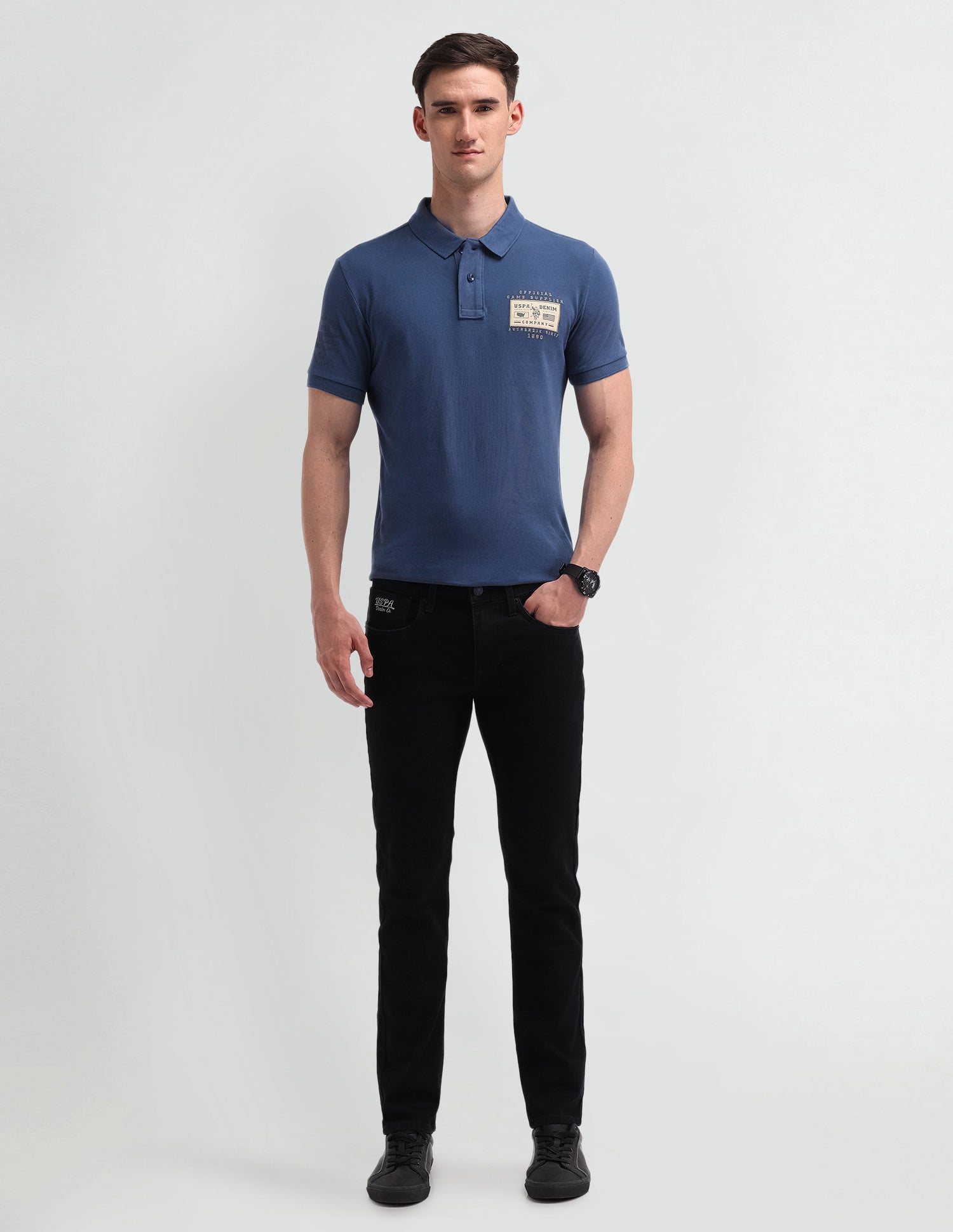 Solid Muscle Fit Polo Shirt Conbalt Blue - U.S. Polo Assn. India | Large