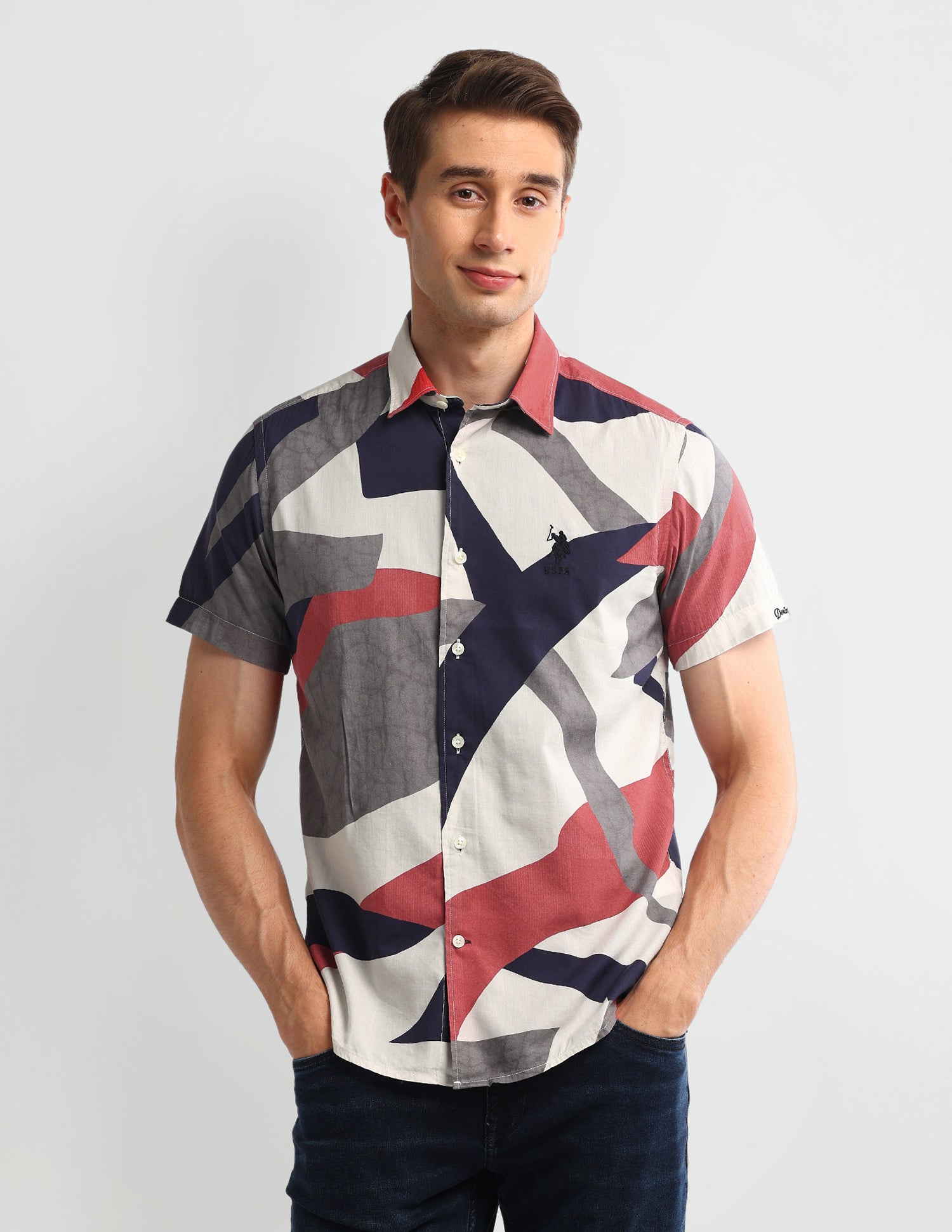 Abstract Slim Fit Shirt Red - U.S. Polo Assn. India | Large