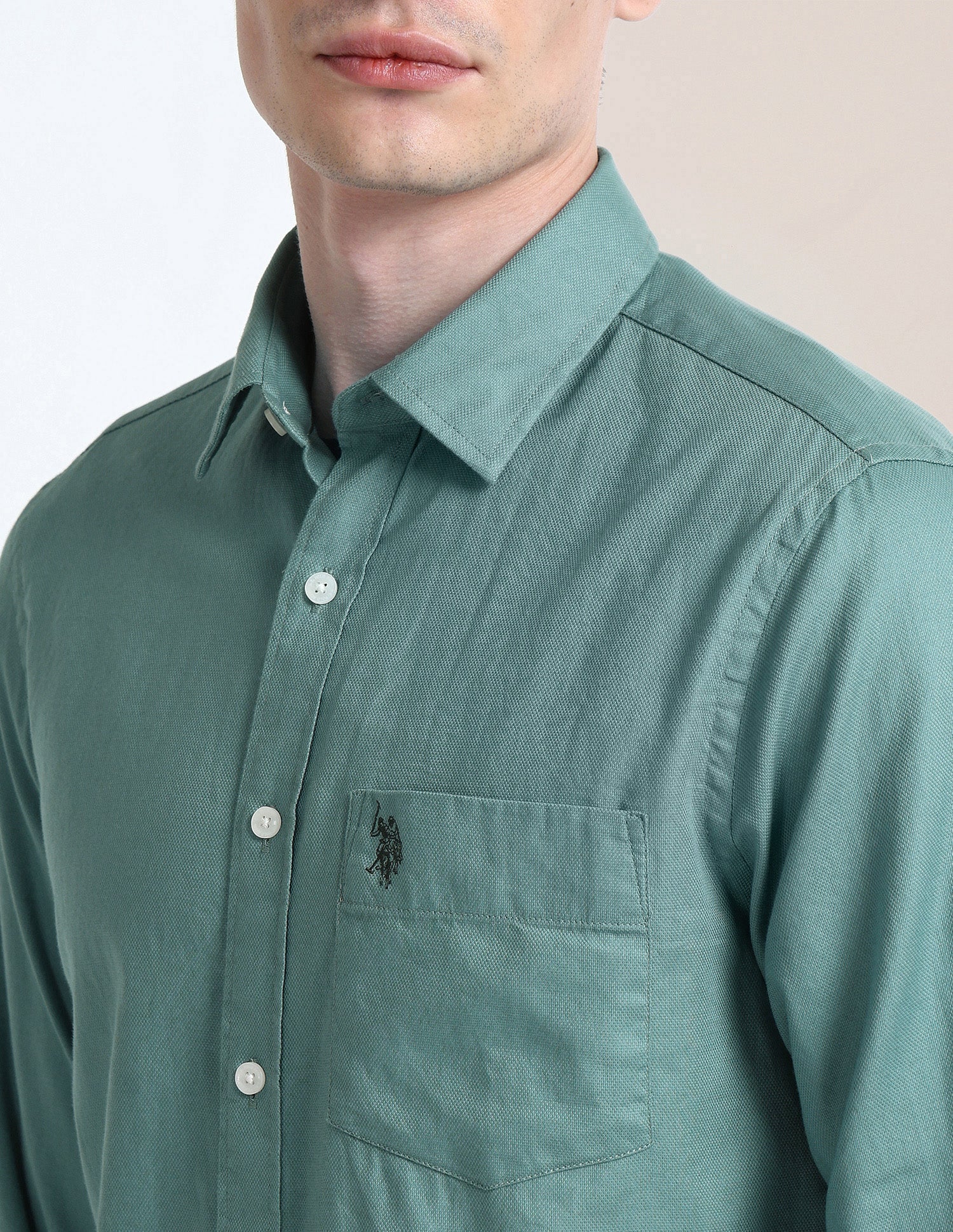 Solid Regular Fit Shirt Green - U.S. POLO ASSN. | Large