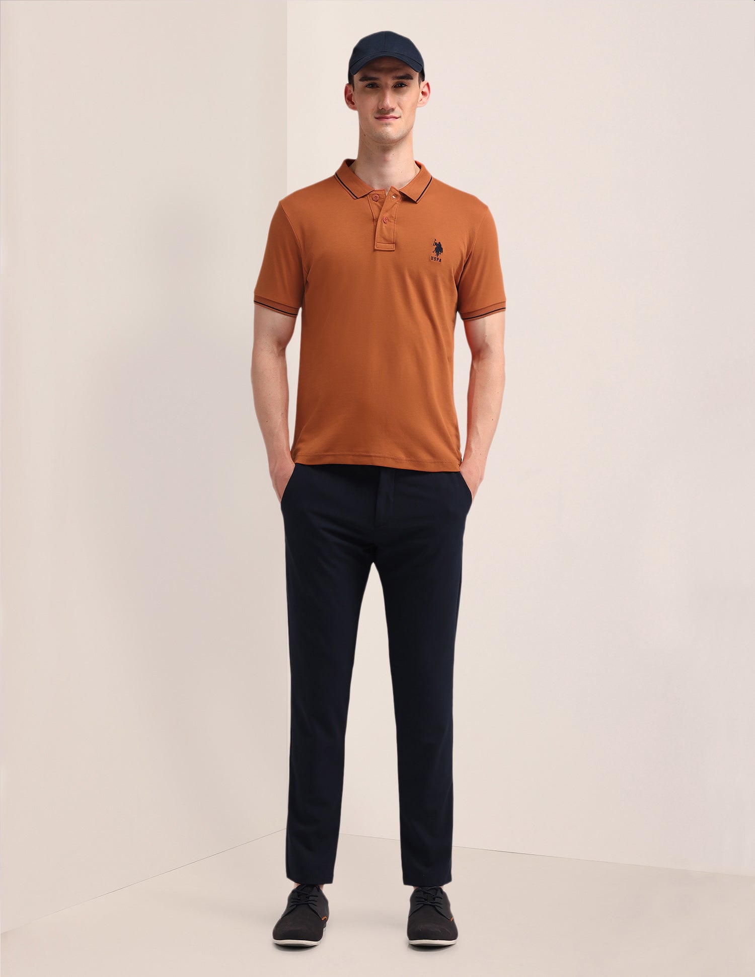 Solid Slim Fit Polo Shirt Rust - U.S. Polo Assn. India | Large