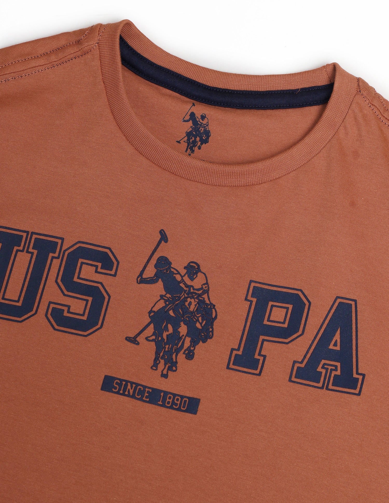 Boys Crew Neck Brand Printed T-Shirt Rust - U.S. Polo Assn. India | Large