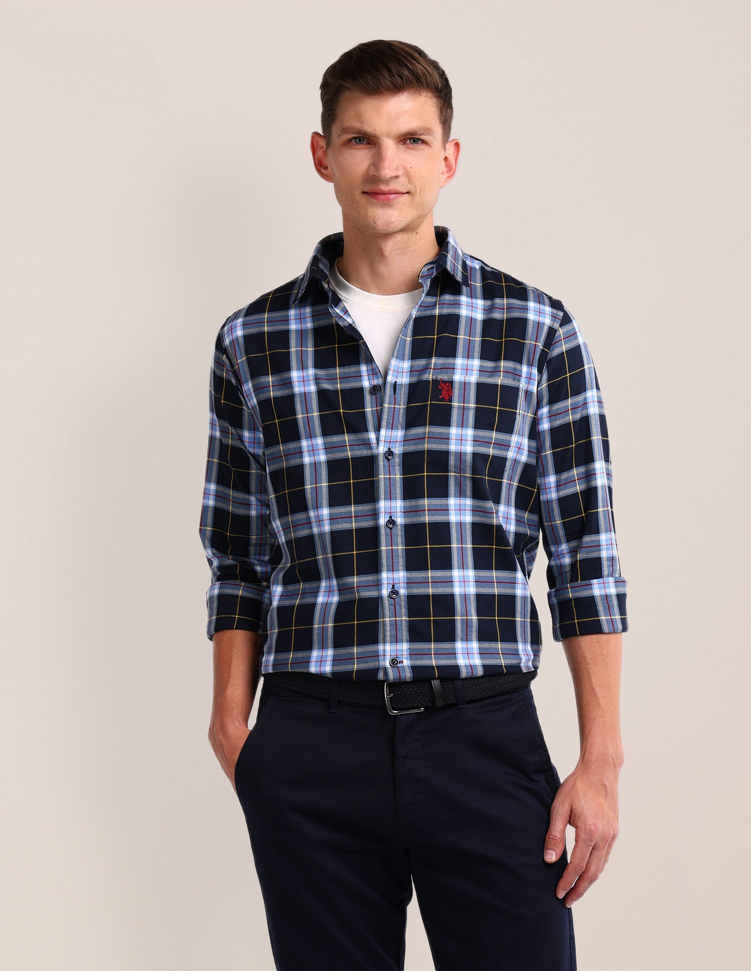 Plaid Checked Regular Fit Shirt Navy - U.S. Polo Assn. India | Large