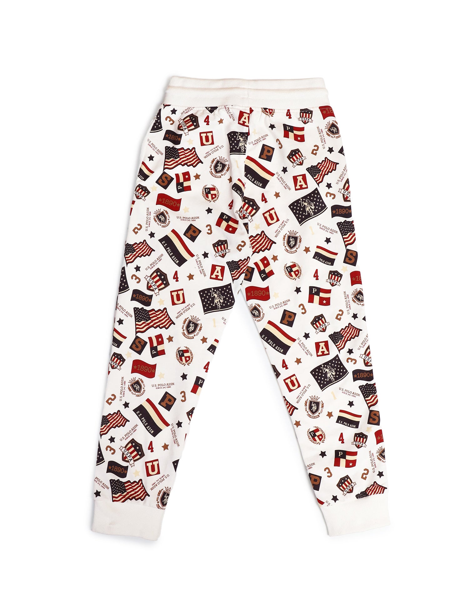 Boys Mid Rise Cotton Track Pants Ecru - U.S. Polo Assn. India | Large