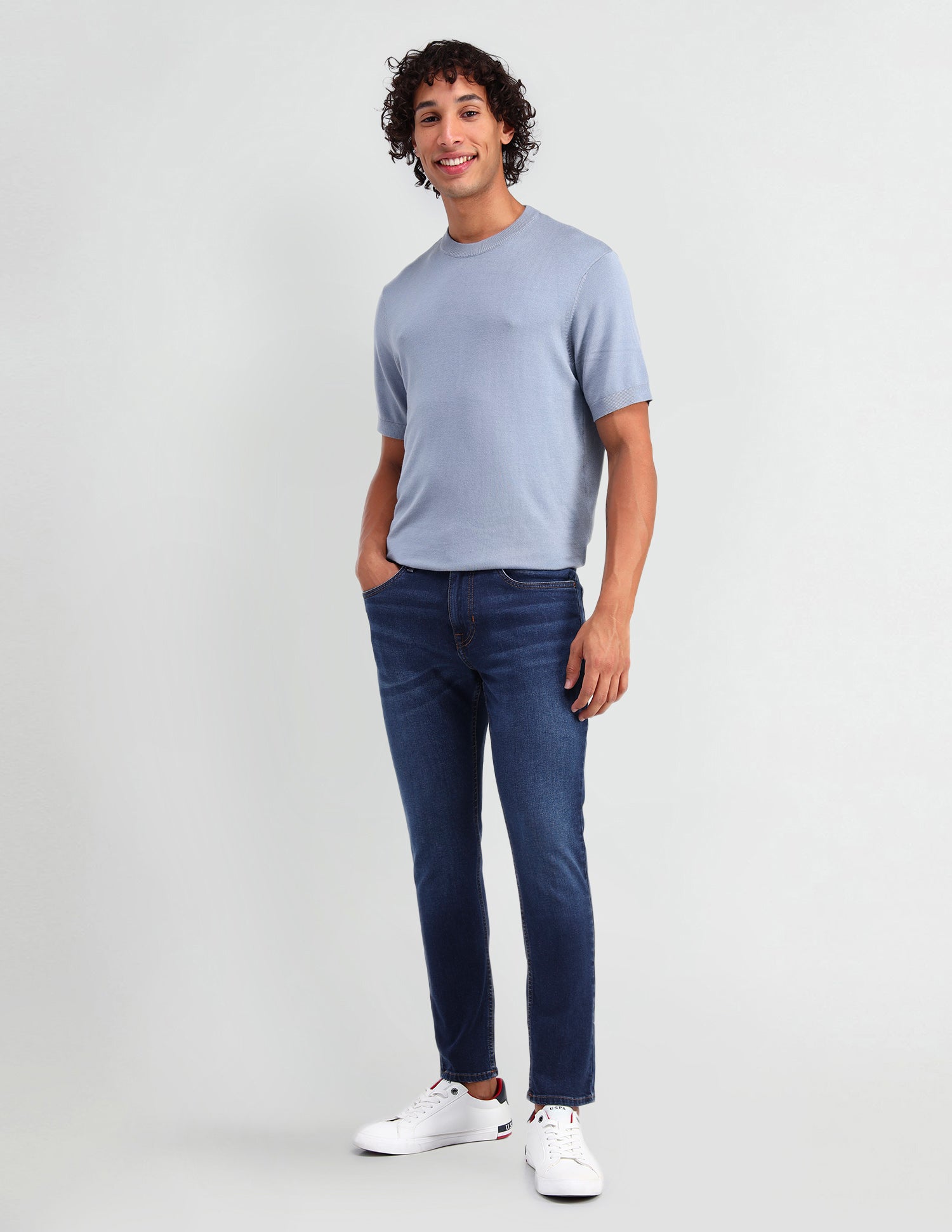 Henry Tapered Cropped Fit Blue Jeans Blue - U.S. Polo Assn. India | Large
