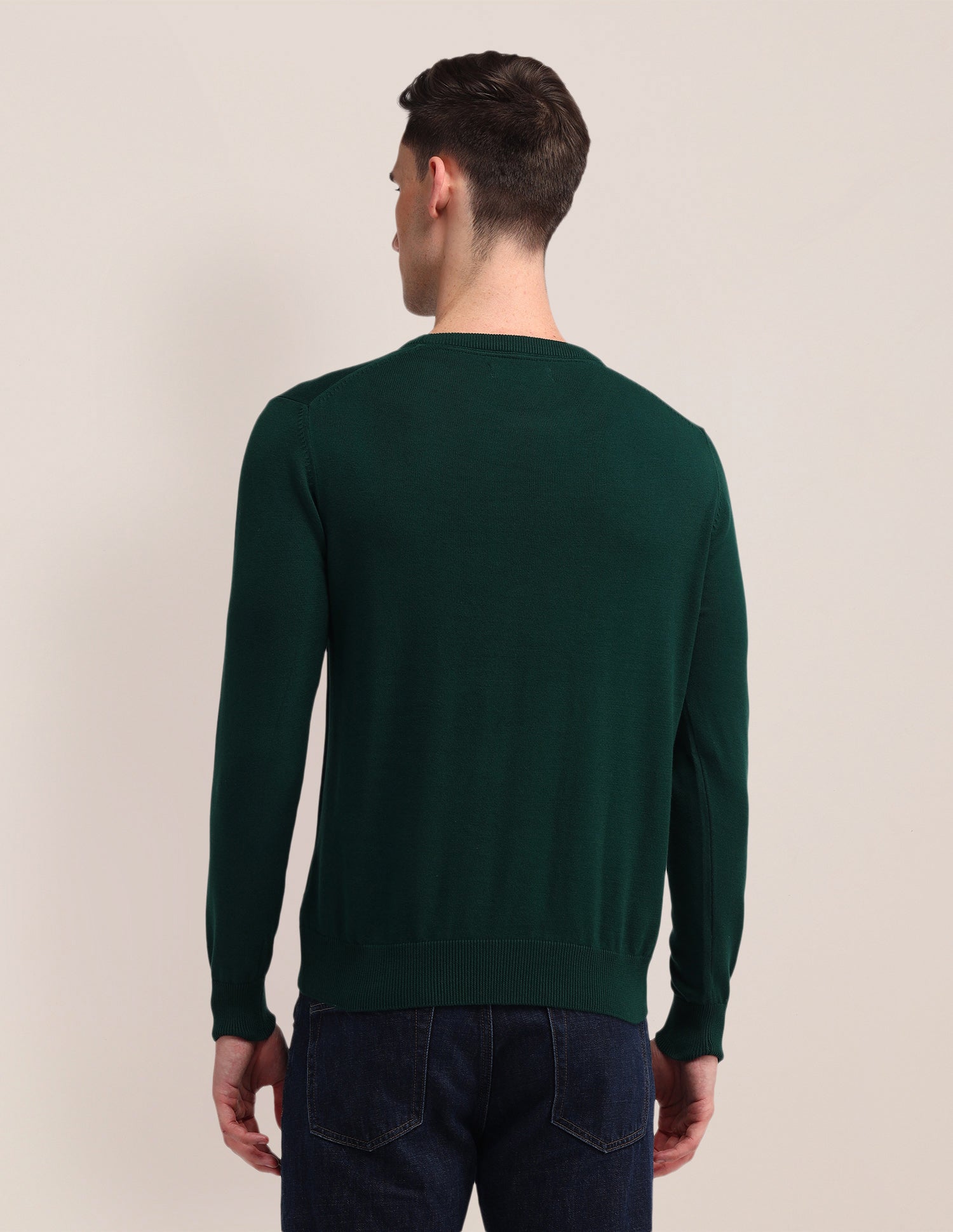 Crew Neck Logo Sweater Olive - U.S. Polo Assn. India | Large