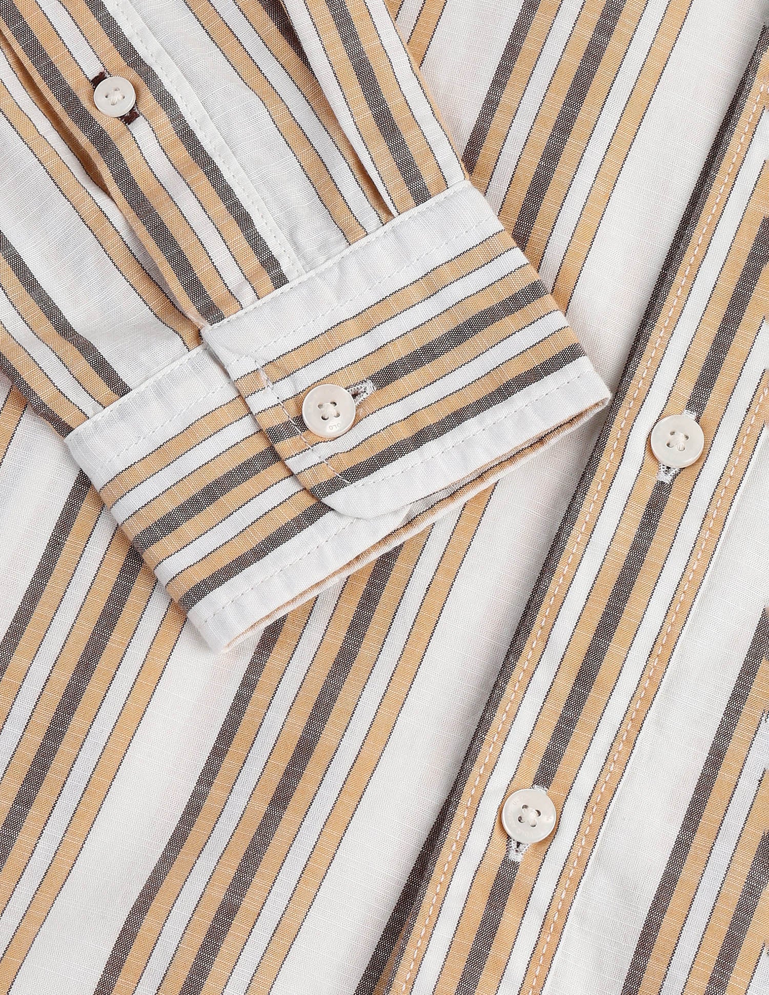 Vertical Striped Slim Fit Shirt Mustard - U.S. Polo Assn. India | Large