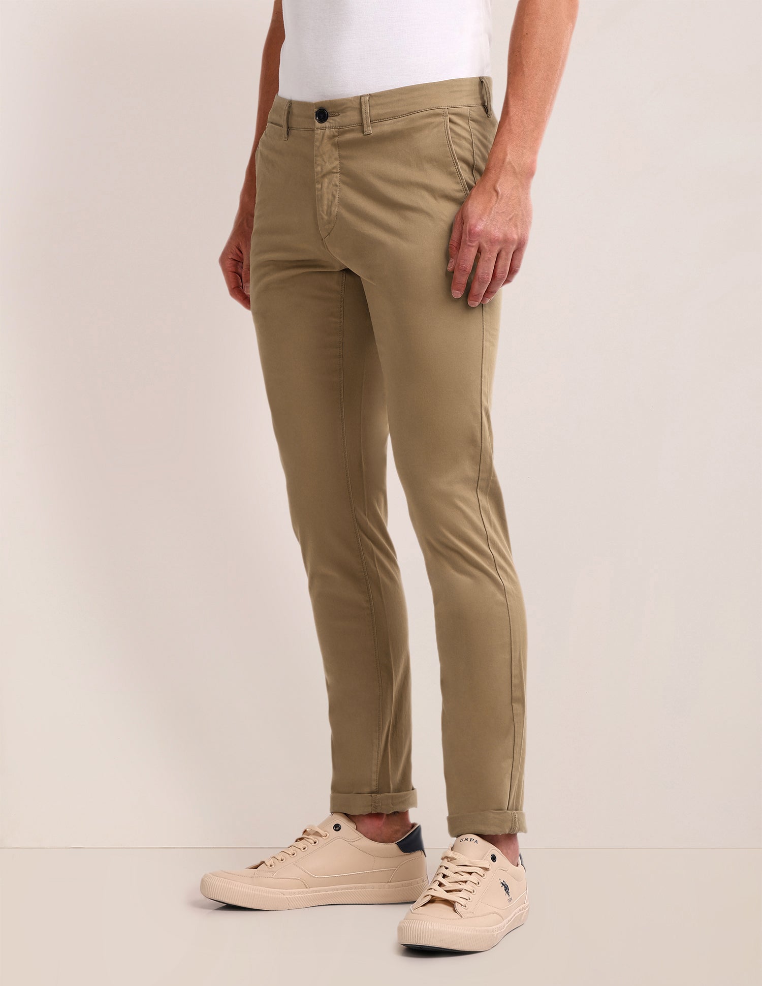 Denver Slim Fit Regular Trousers Khaki - U.S. POLO ASSN. | Large
