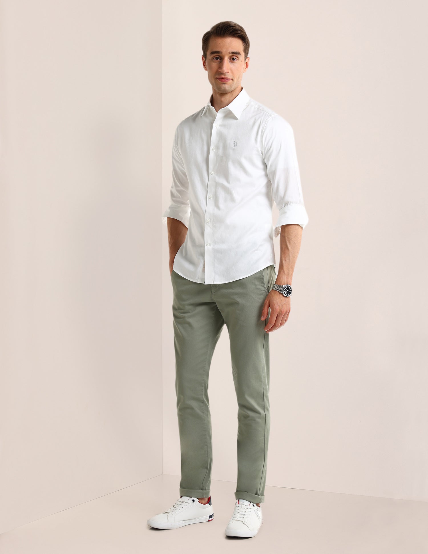 Solid Regular Fit Shirt White - U.S. POLO ASSN. | Large