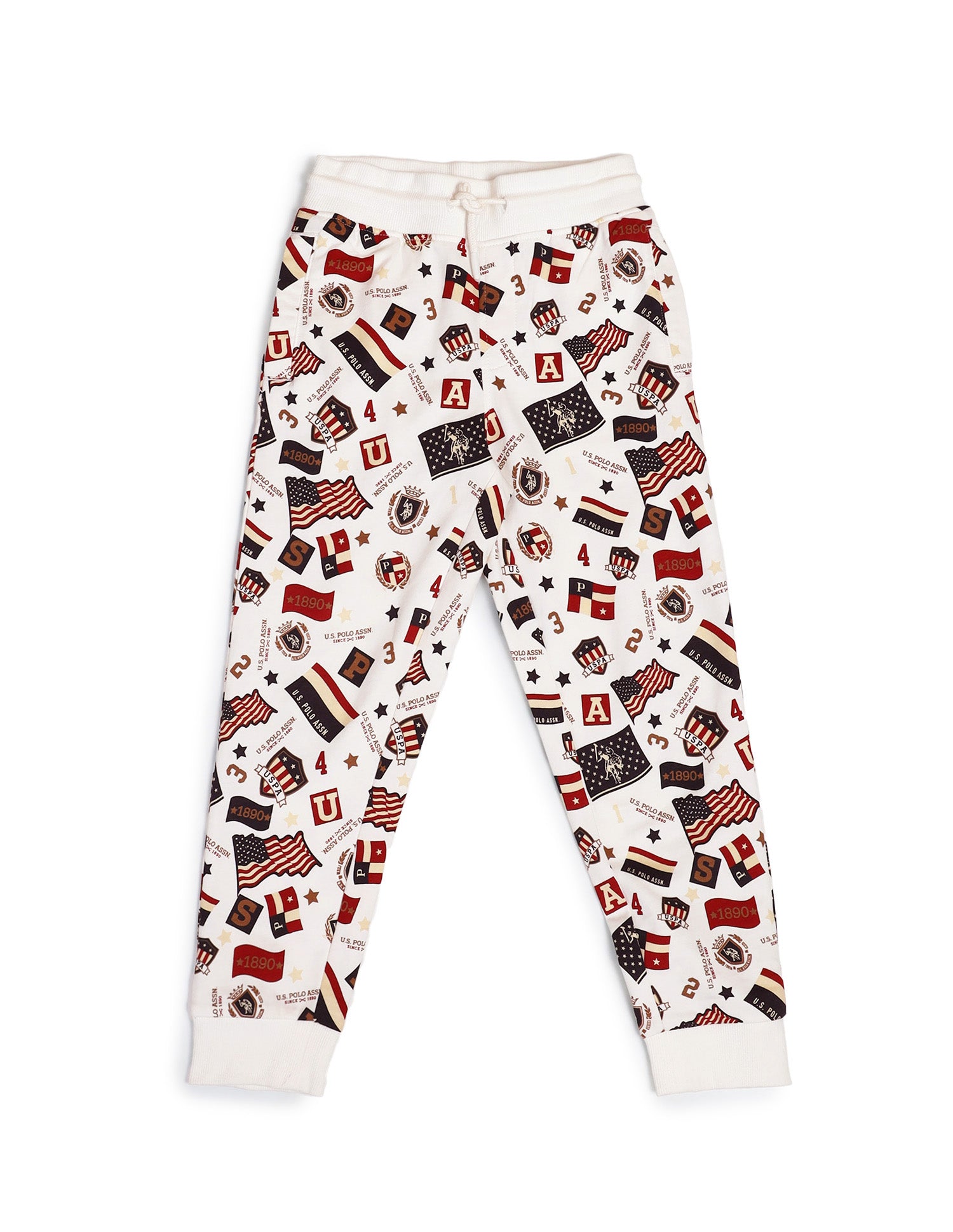 Boys Mid Rise Cotton Track Pants Ecru - U.S. Polo Assn. India | Large