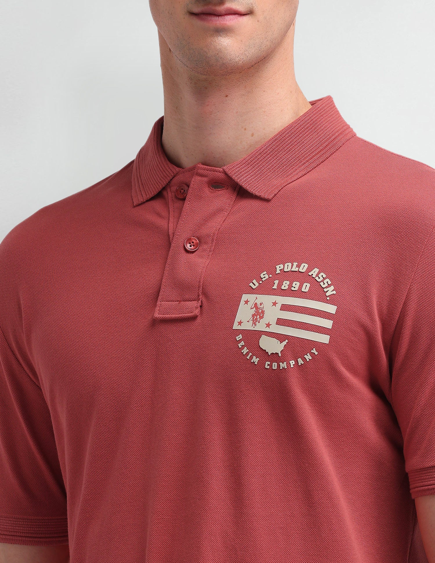 Solid Muscle Fit Polo Shirt Vivid Crimson - U.S. Polo Assn. India | Large