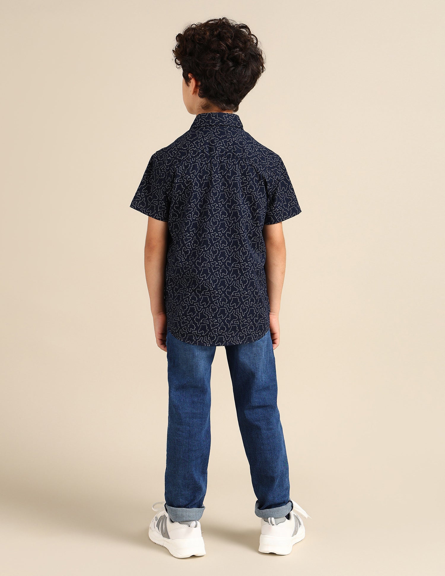 Boys Regular Fit Abstract Printed Shirt Navy - U.S. Polo Assn. India | Large