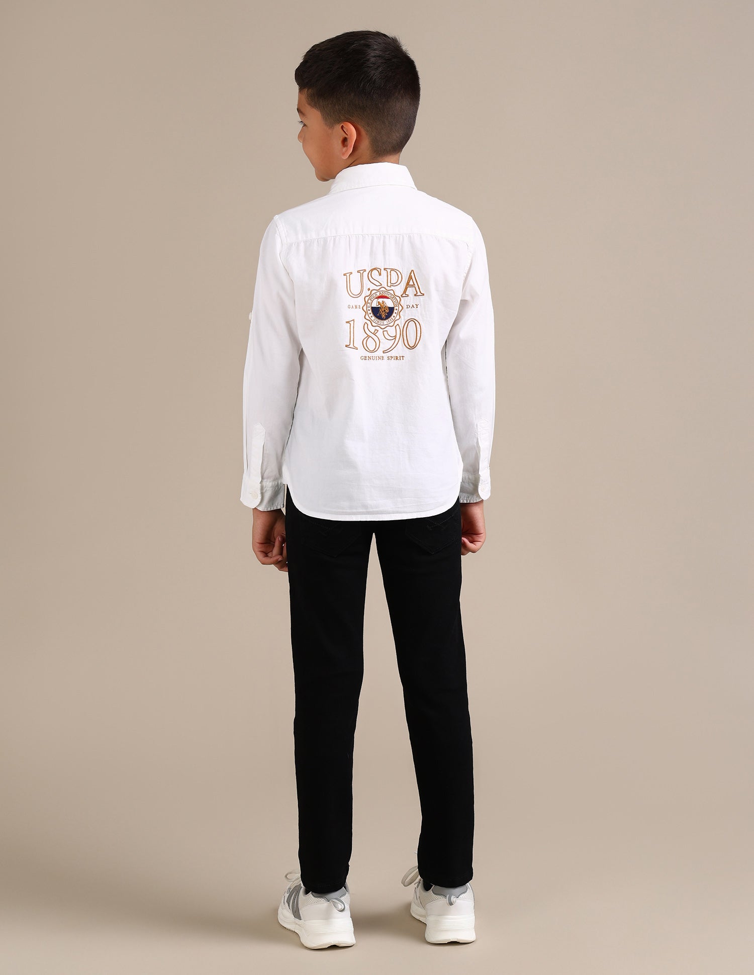 Boys Straight Fit Twill Weave Graphic Shirt White - U.S. POLO ASSN. | Large