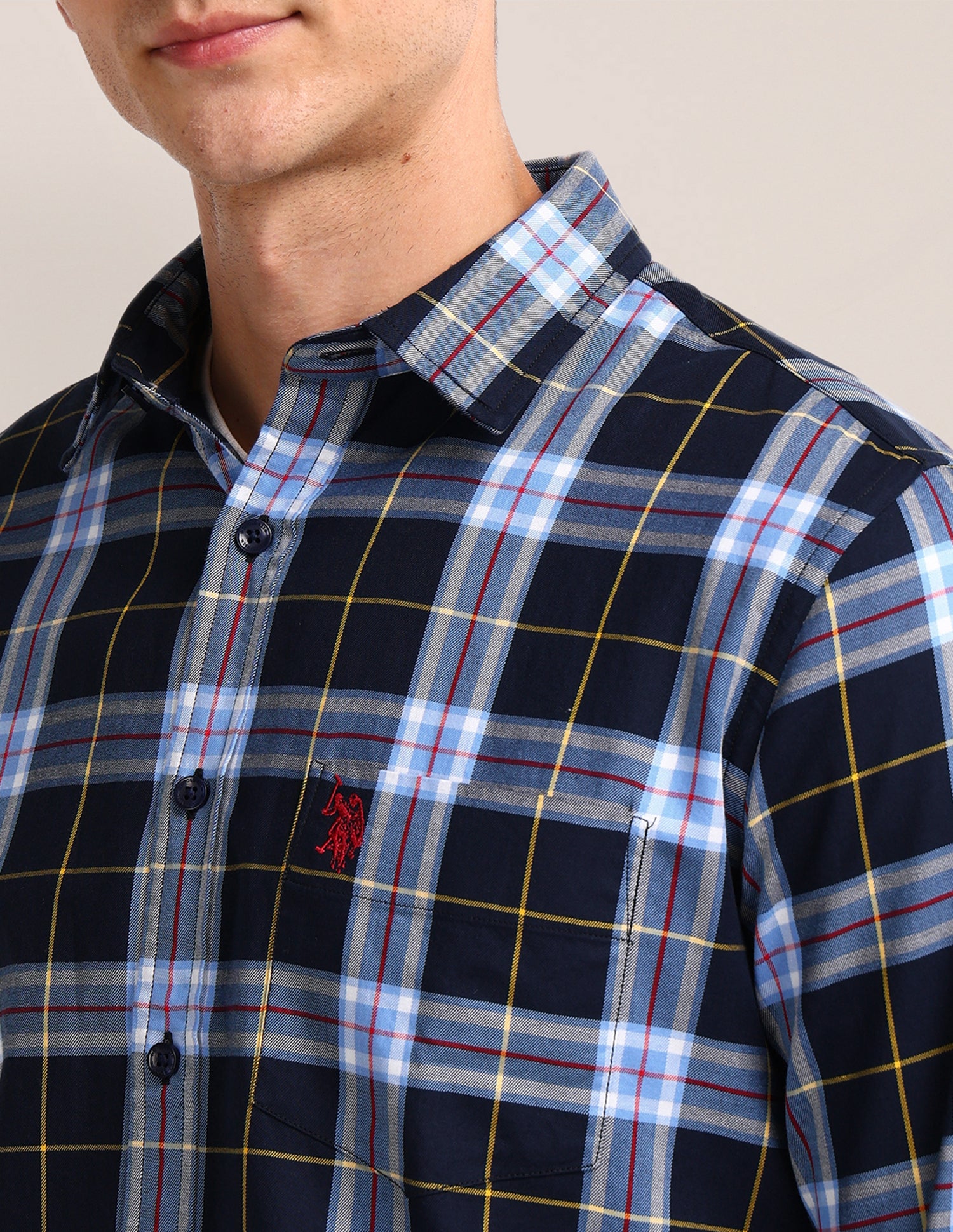 Plaid Checked Regular Fit Shirt Navy - U.S. Polo Assn. India | Large