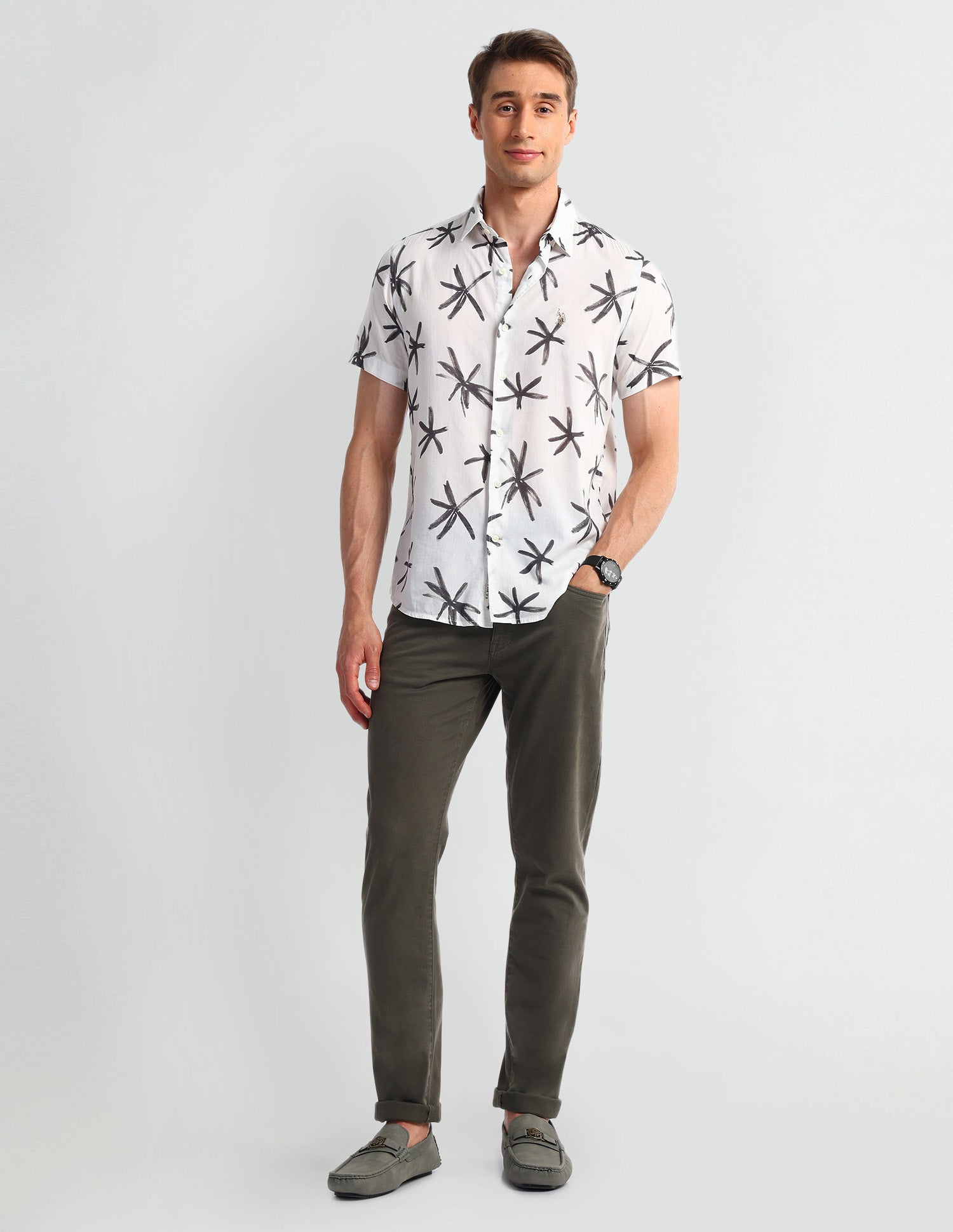 Abstract Slim Fit Shirt White - U.S. Polo Assn. India | Large