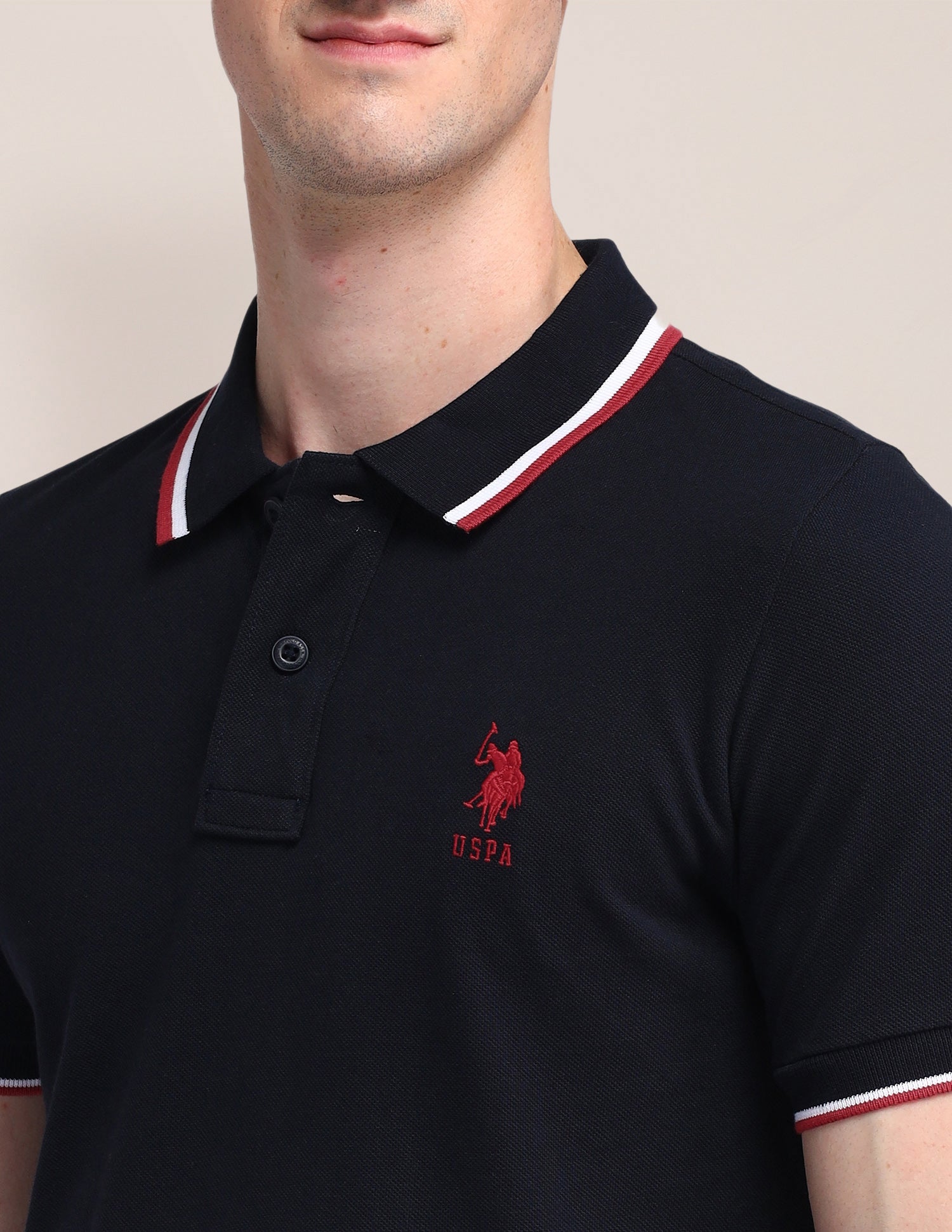 Solid Cotton Polo Shirt Navy - U.S. Polo Assn. India | Large