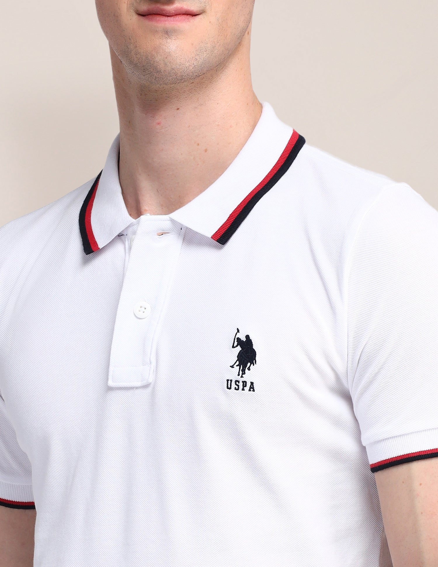 Solid Cotton Polo Shirt White - U.S. Polo Assn. India | Large