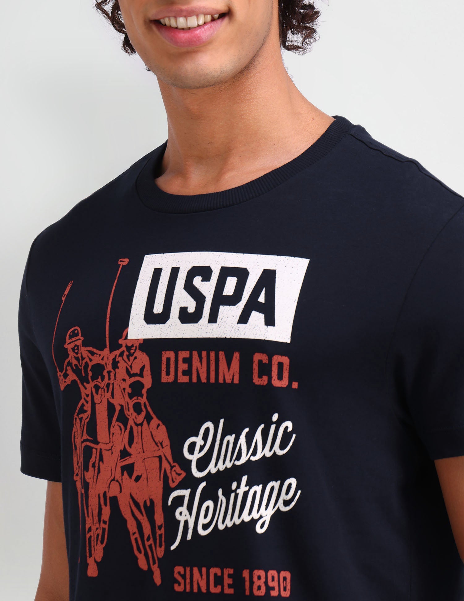 Graphic Printed Muscle Fit T-Shirt Navy - U.S. Polo Assn. India | Large