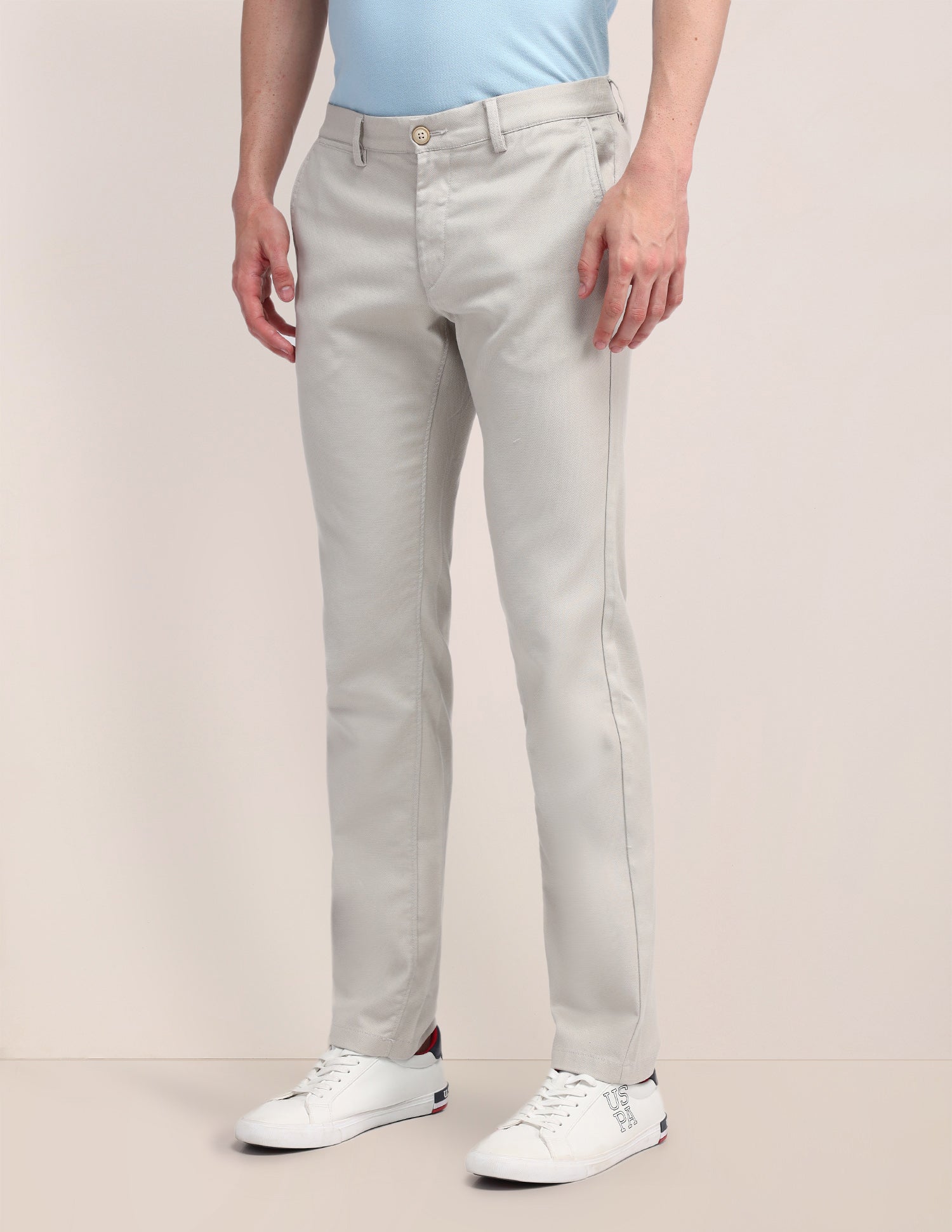 Denver Slim Fit Twill Trousers Stone - U.S. POLO ASSN. | Large