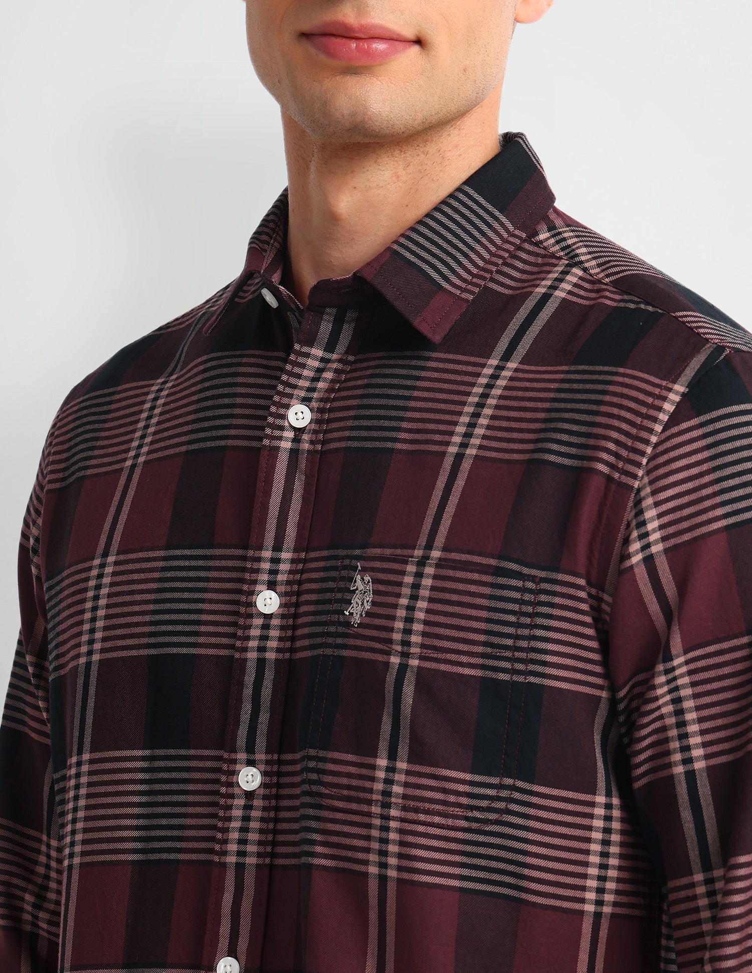 All-over Slim Fit Shirt Maroon - U.S. Polo Assn. India | Large